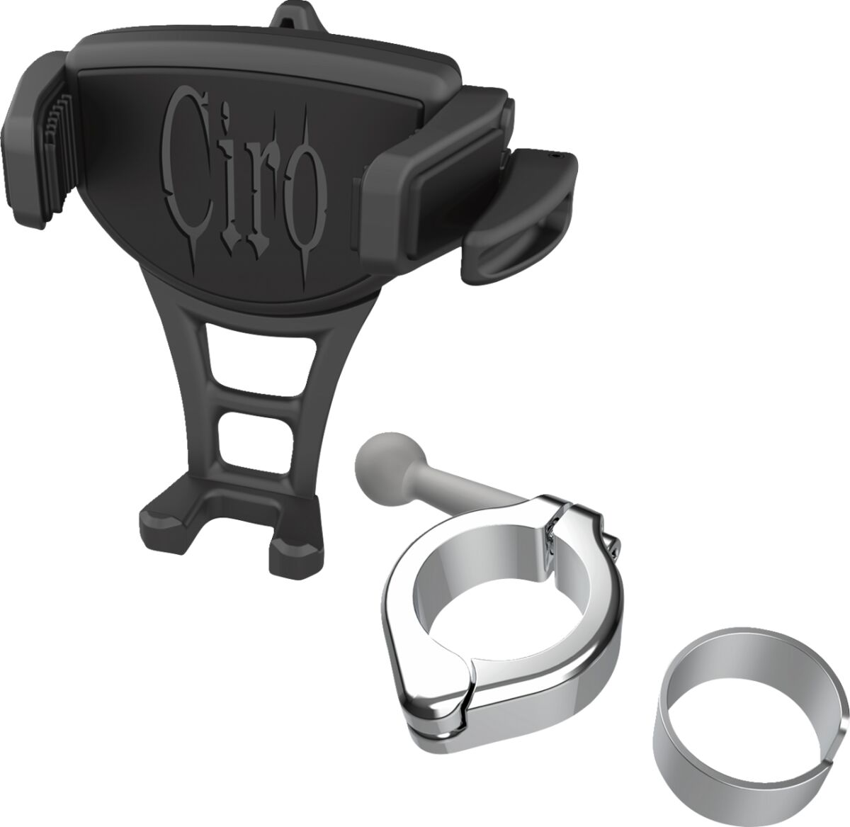 Phone Holder - Constrictor - Black - Chrome 1-1/8"/1-1/4" Handlebar Mount