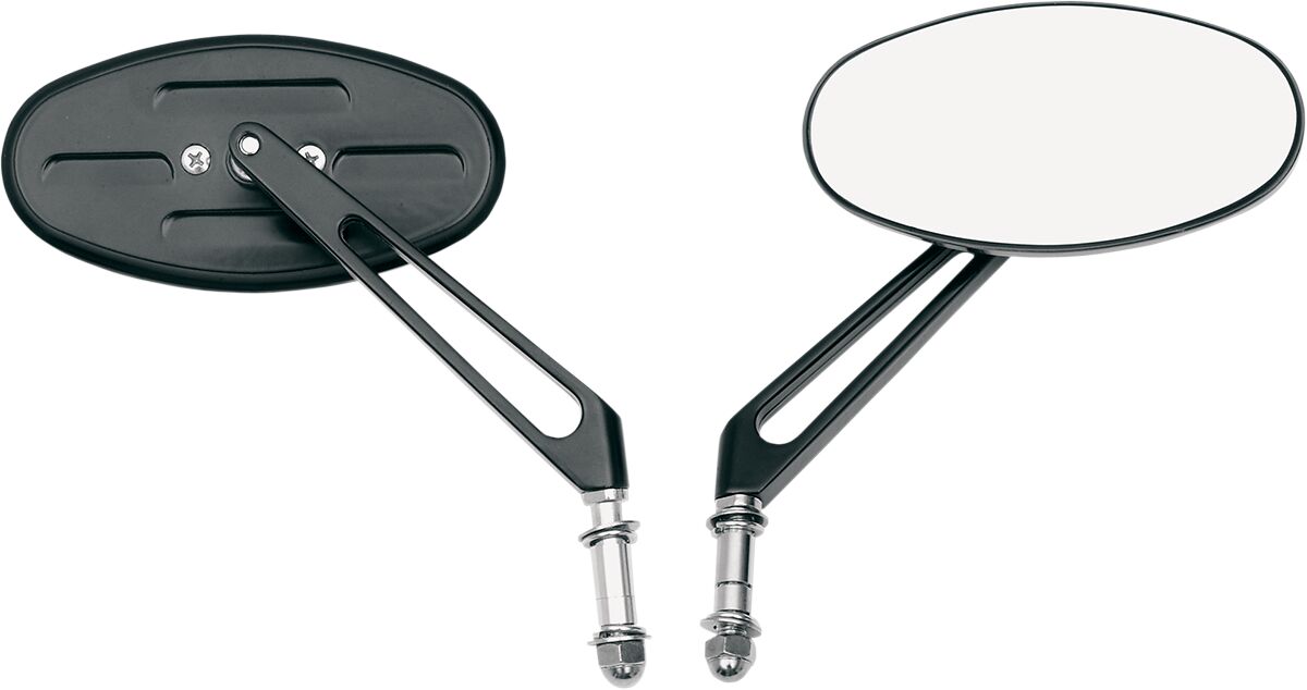 MIRROR NESS STEALTH II OVAL W/ 6" STEM BLACK