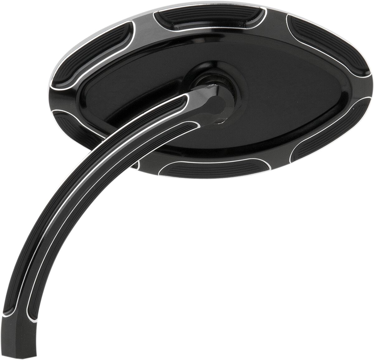 MIRROR CAT EYE BEVELED SHORT STEM LEFT BLACK