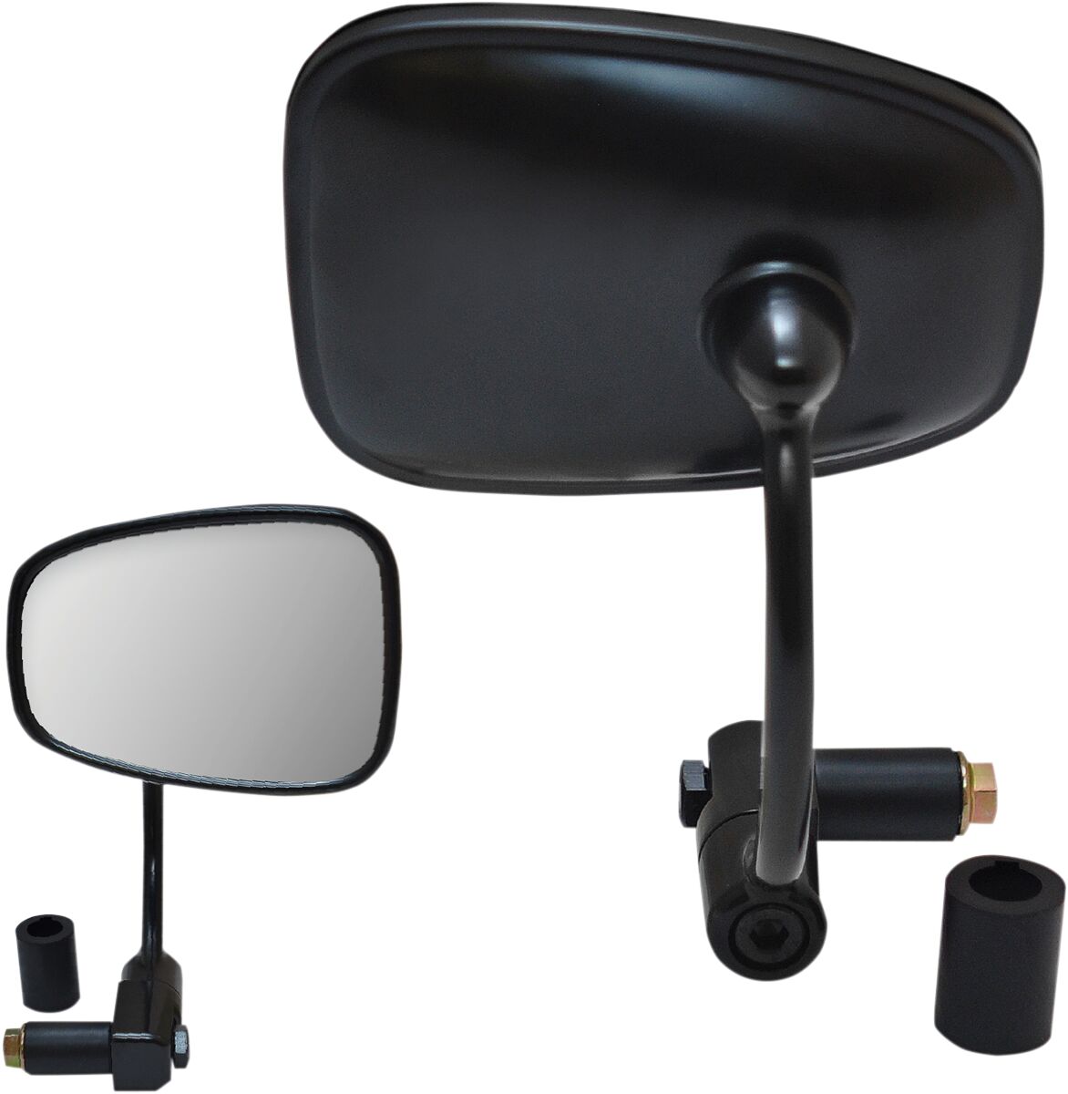 MIRROR 7/8" BAR END SEMI-RECTANGULAR BLACK