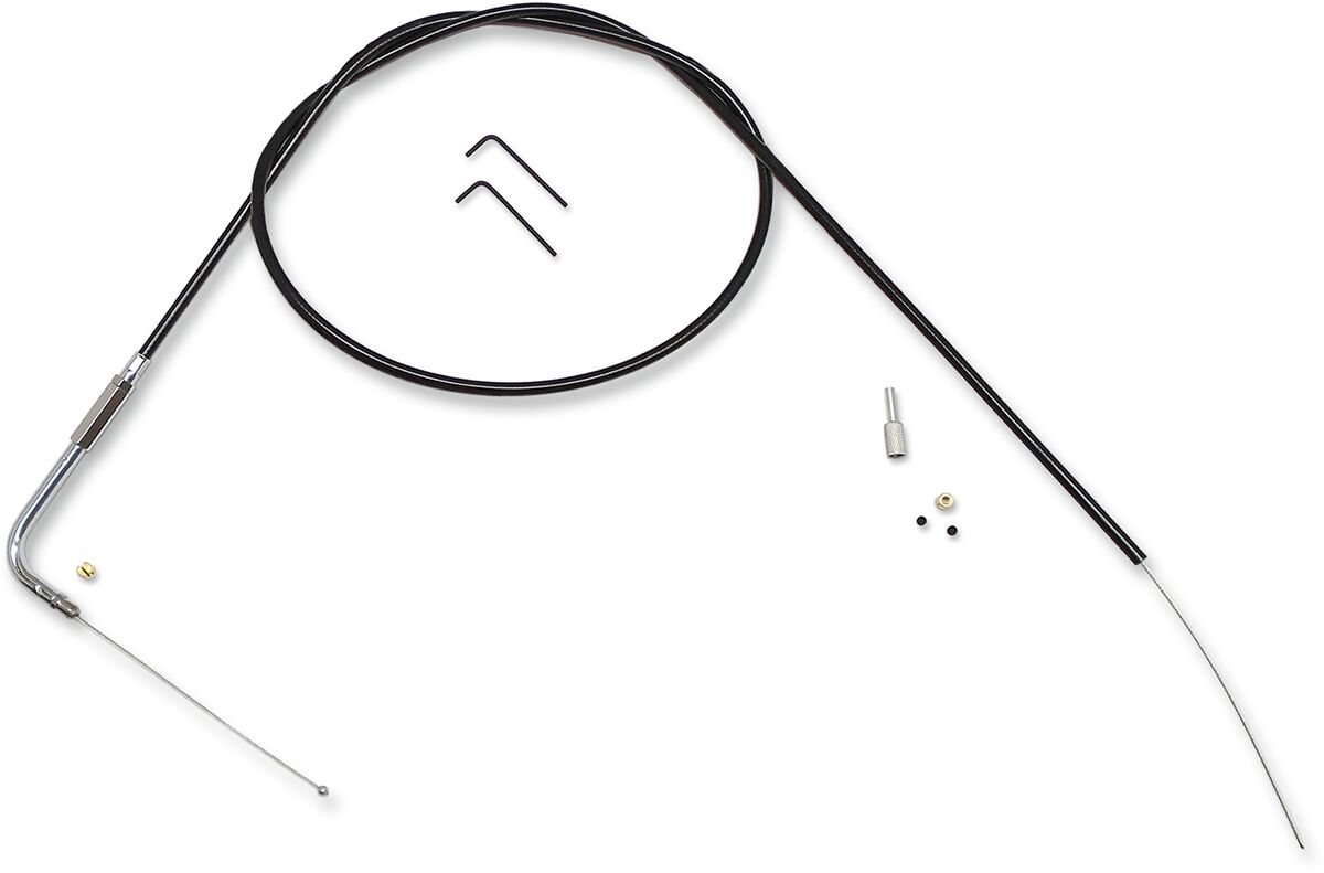 THROTTLE CABLE BUILD YOUR OWN (BYO) BLACK VINYL W/BLACK CHROME FITTINGS