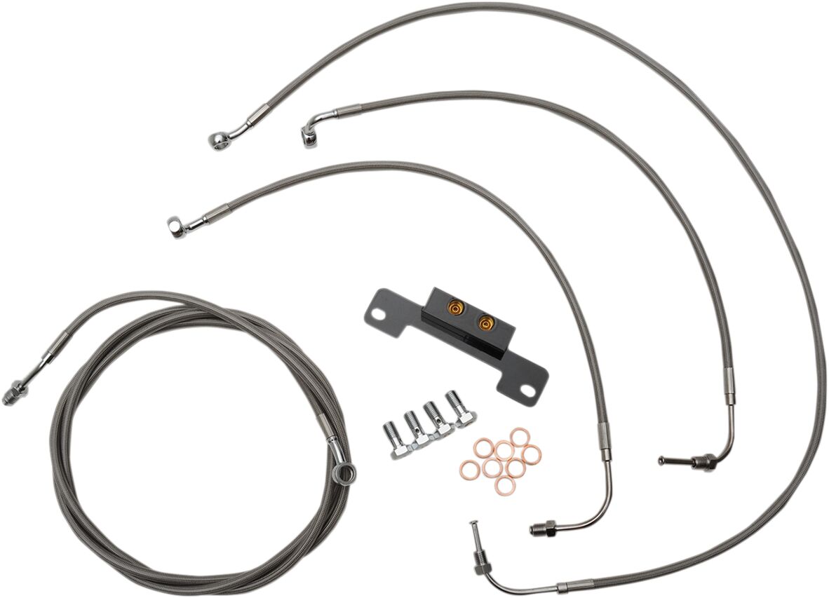 STANDARD BLACK VINYL/STAINLESS HANDLEBAR CABLE/BRAKE LINE KIT FOR 12" - 14" APES / BLACK / STAINLESS