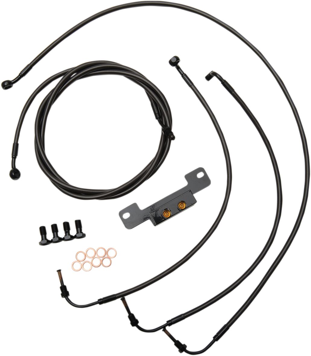 STANDARD MIDNIGHT BRAIDED HANDLEBAR CABLE/BRAKE LINE KIT FOR 18" - 20 " APES / BLACK / STAINLESS STE