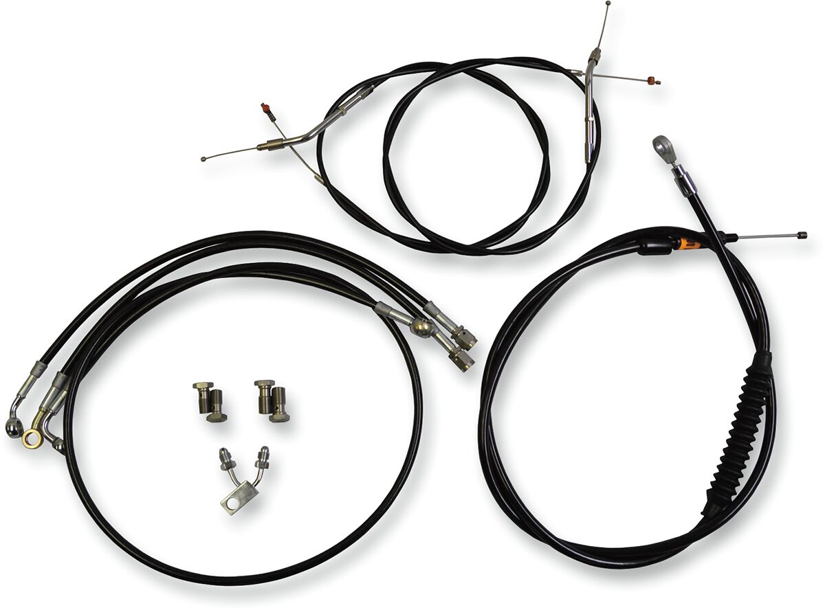 STANDARD CABLE KIT FOR 12-14 APE HANGERS BLACK VINYL/STAINLES BRAIDED STEEL BLACK