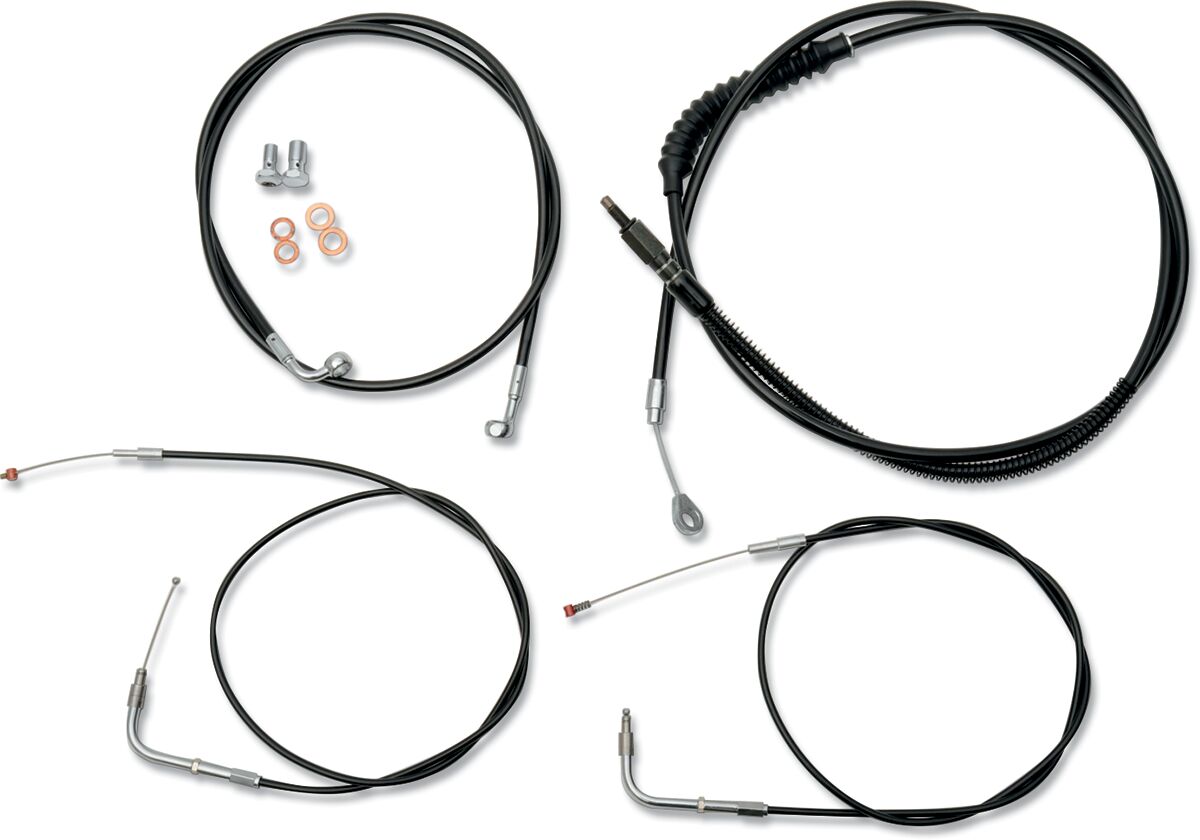STANDARD CABLE KIT FOR 15-17 APE HANGERS BLACK VINYL/STAINLES BRAIDED STEEL BLACK