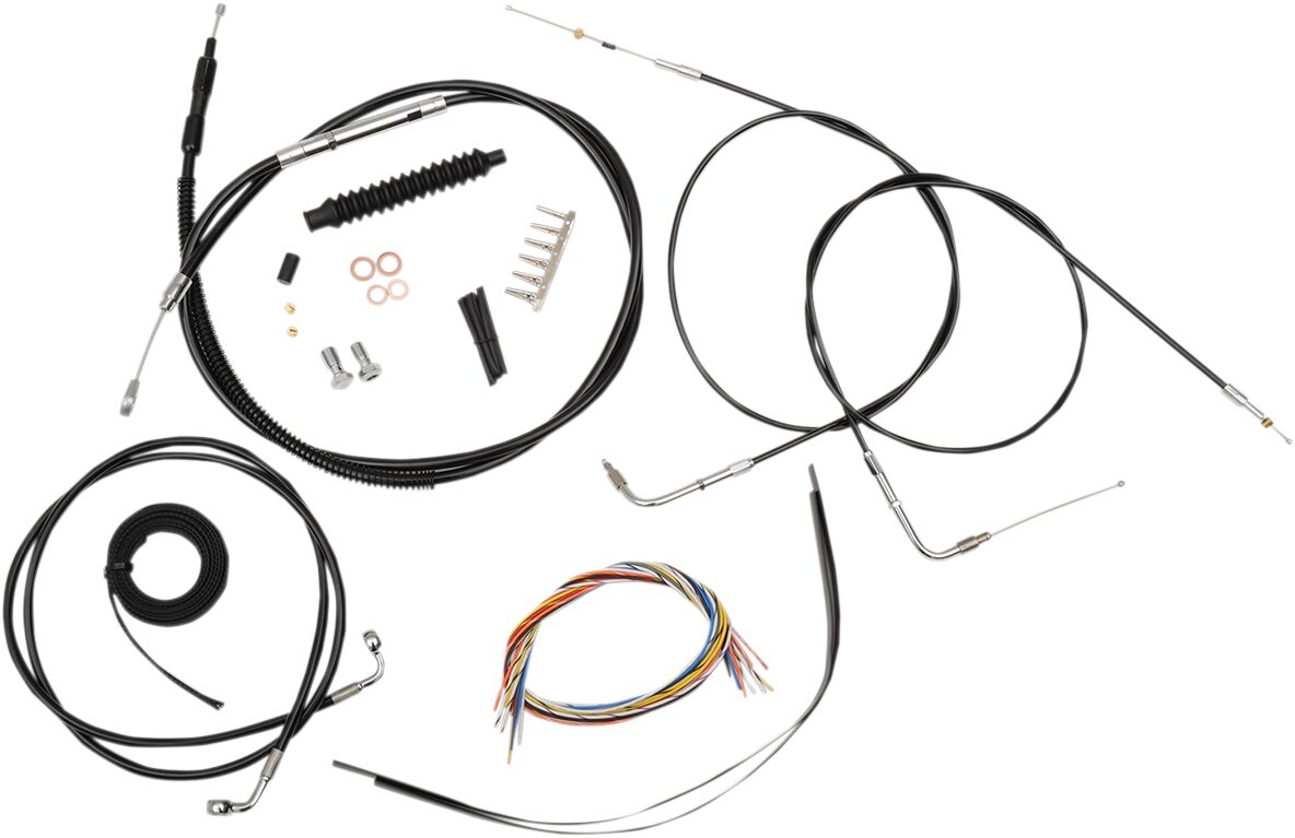 COMPLETE CABLE KIT FOR 12-14 APE HANGERS BLACK VINYL/STAINLES BRAIDED STEEL BLACK