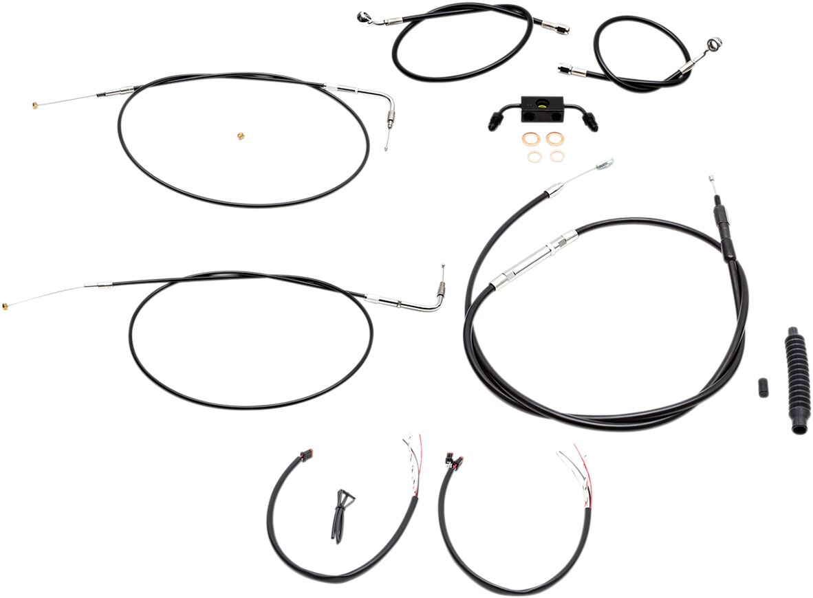 COMPLETE CABLE KIT FOR 12-14 APE HANGERS BLACK VINYL/STAINLES BRAIDED STEEL BLACK