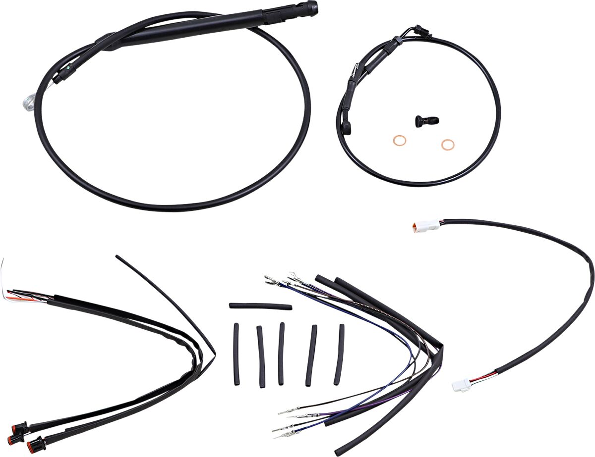 Complete Black Vinyl Handlebar Cable/Brake Line Kit For 12" Ape Hanger Handlebars
