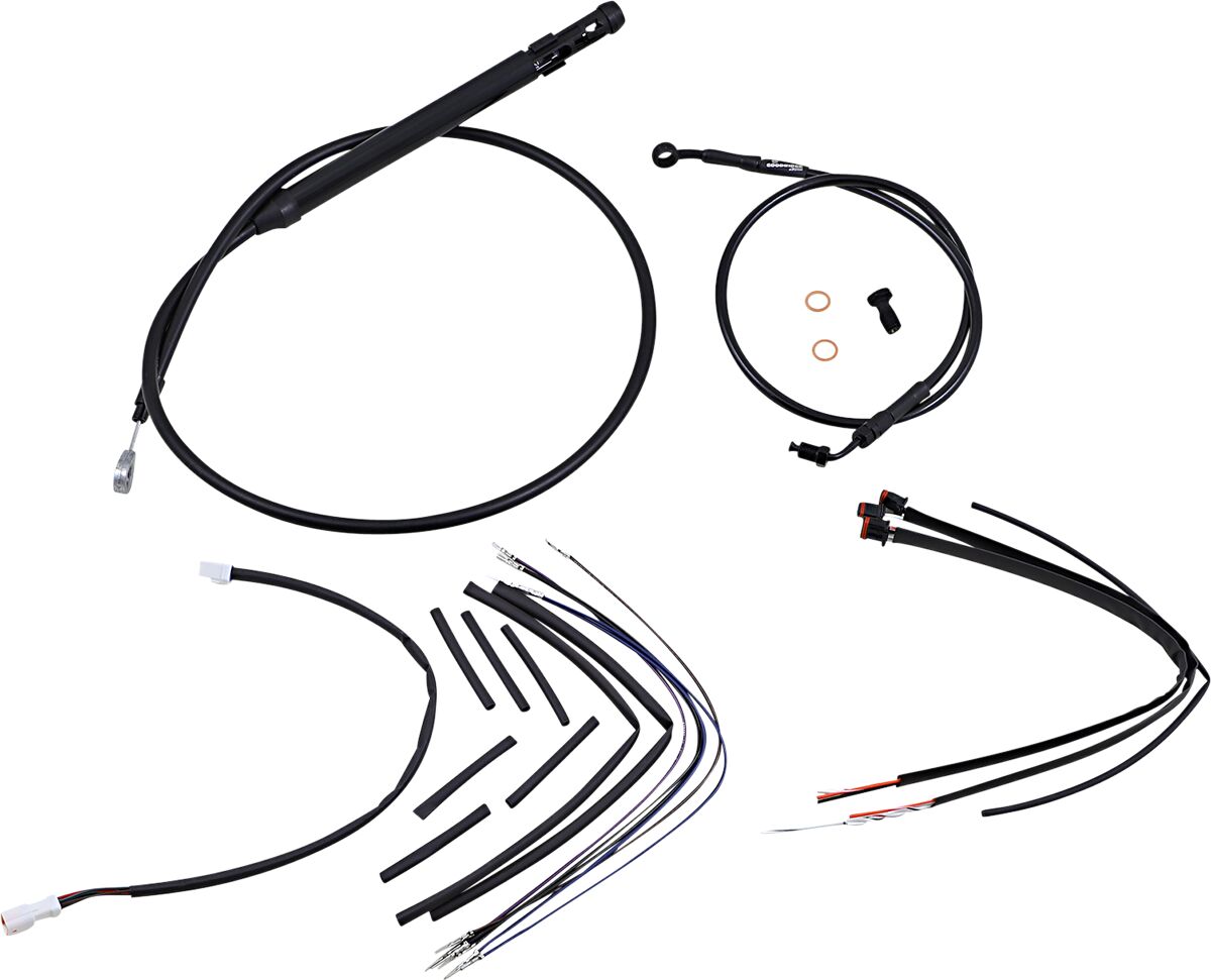 Complete Black Vinyl Handlebar Cable/Brake Line Kit For 16" Ape Hanger Handlebars