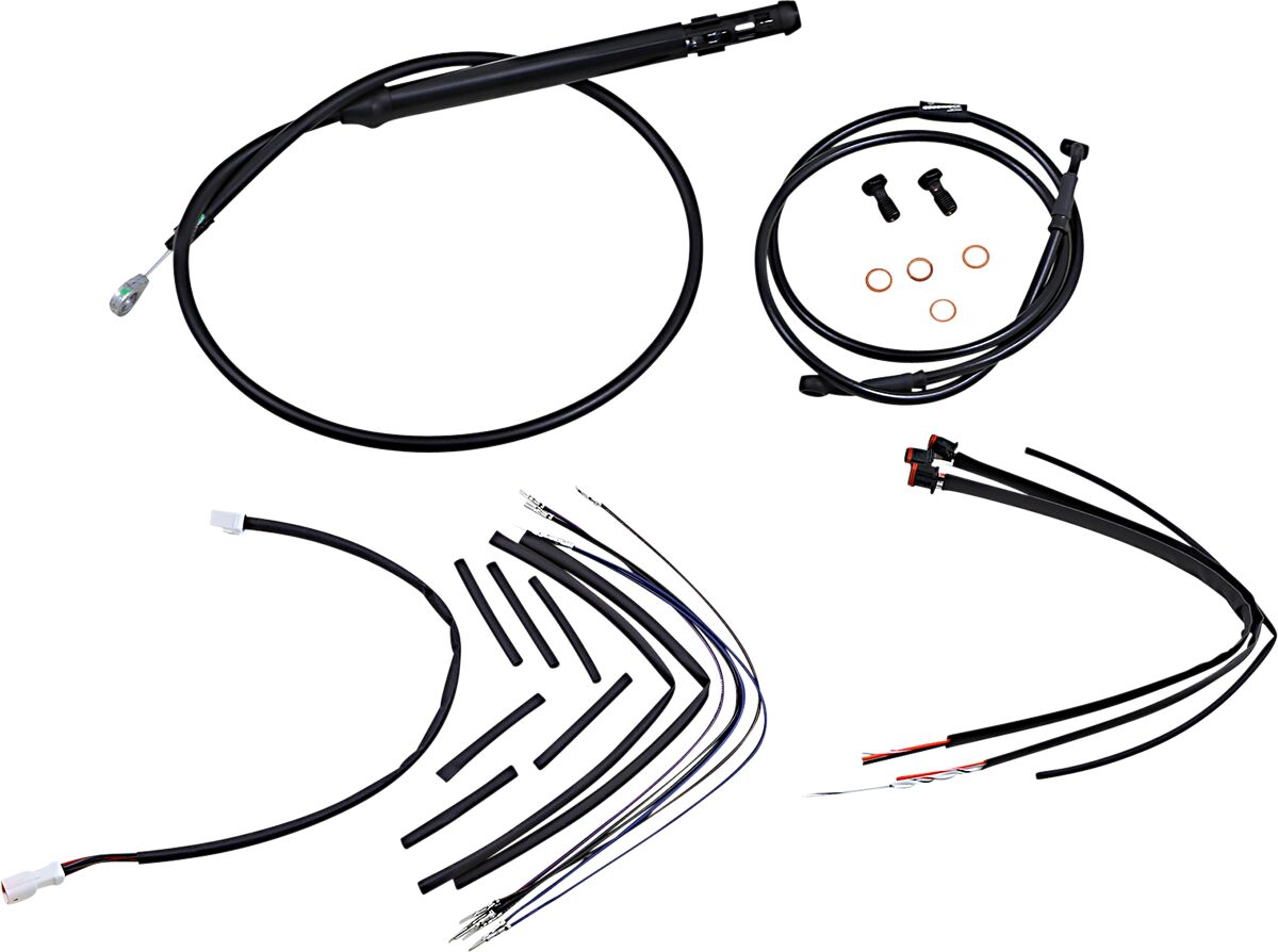 Complete Black Vinyl Handlebar Cable/Brake Line Kit For 12" Ape Hanger Handlebars