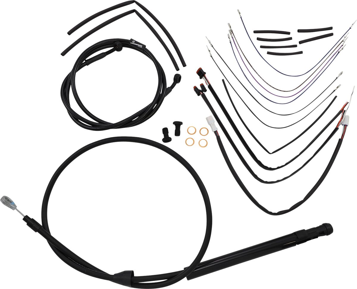 Complete Black Vinyl Handlebar Cable/Brake Line Kit For 14" Ape Hanger Handlebars