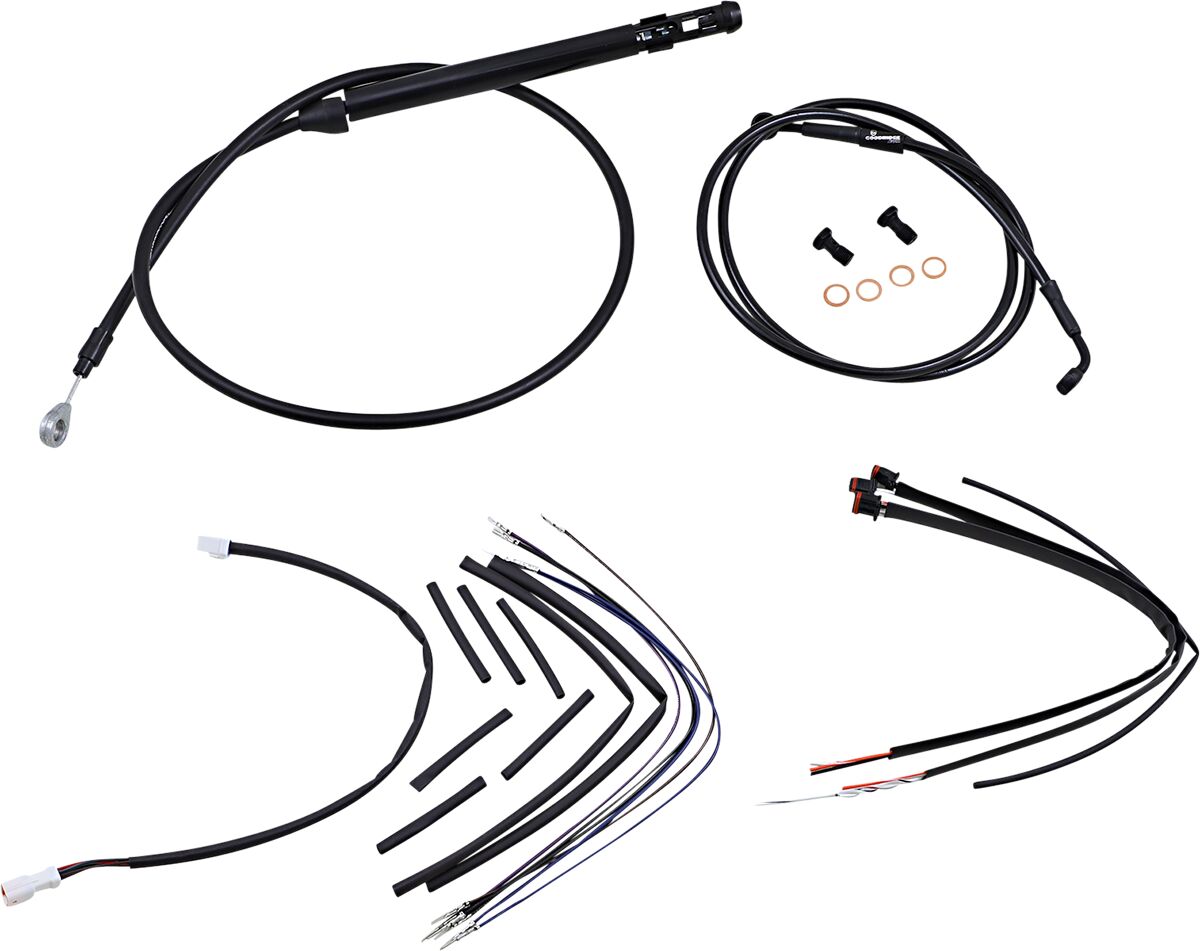 Complete Black Vinyl Handlebar Cable/Brake Line Kit For 16" Ape Hanger Handlebars