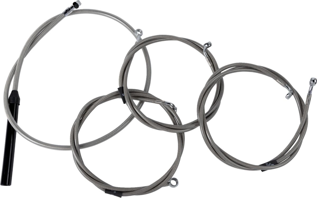 Handlebar Cable/Brake Line Kit - Complete - Stock Handlebars - Stainless