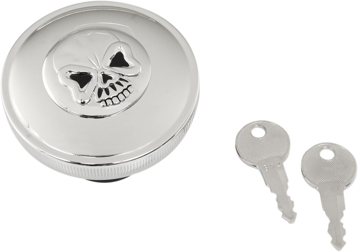 GAS CAP SCREW-IN LOCKING SKULL VENTED CHROME