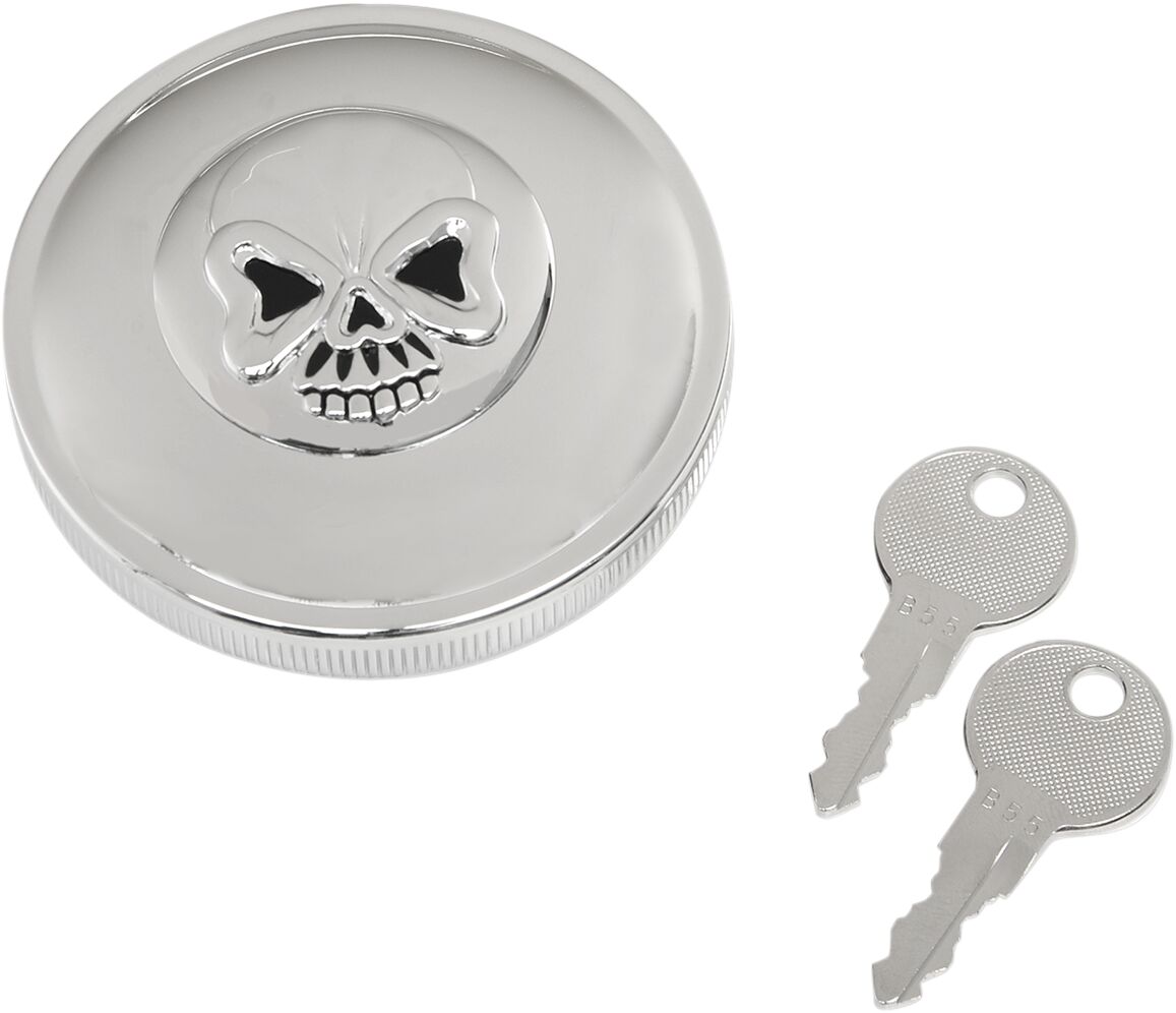 GAS CAP SCREW-IN LOCKING SKULL NON-VENTED CHROME