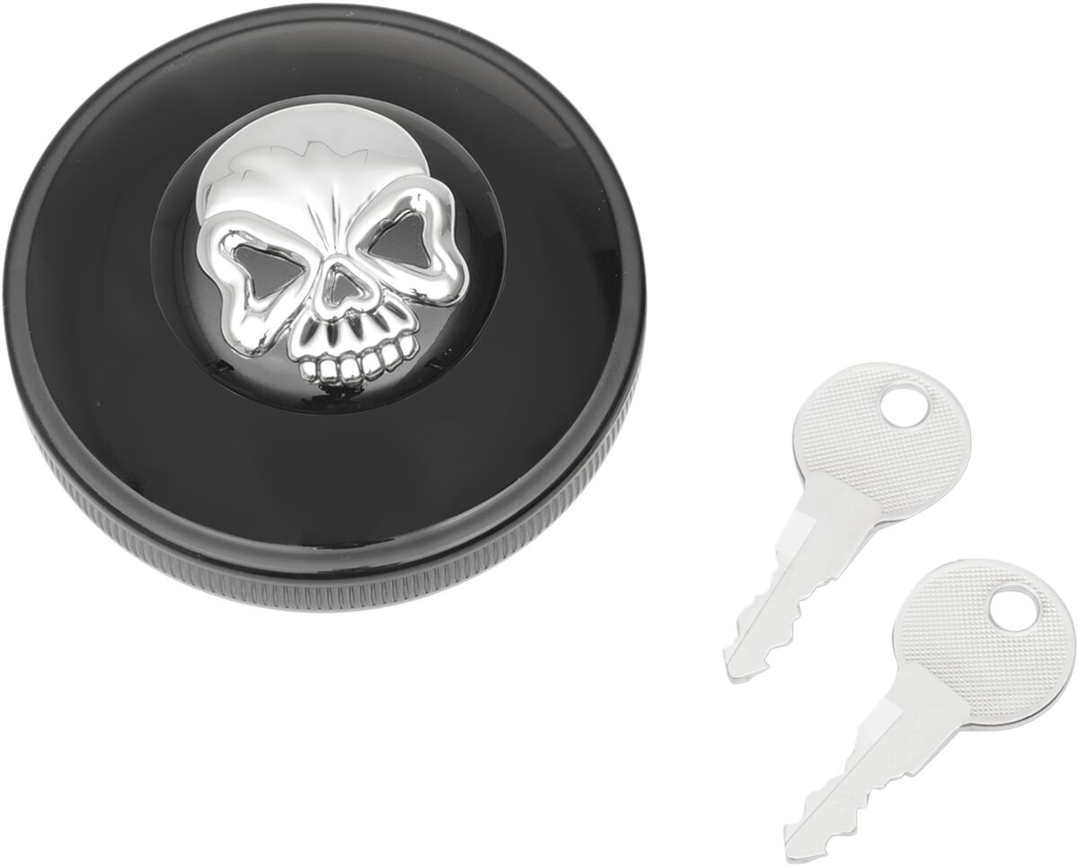 GAS CAP SCREW-IN LOCKING SKULL VENTED BLACK