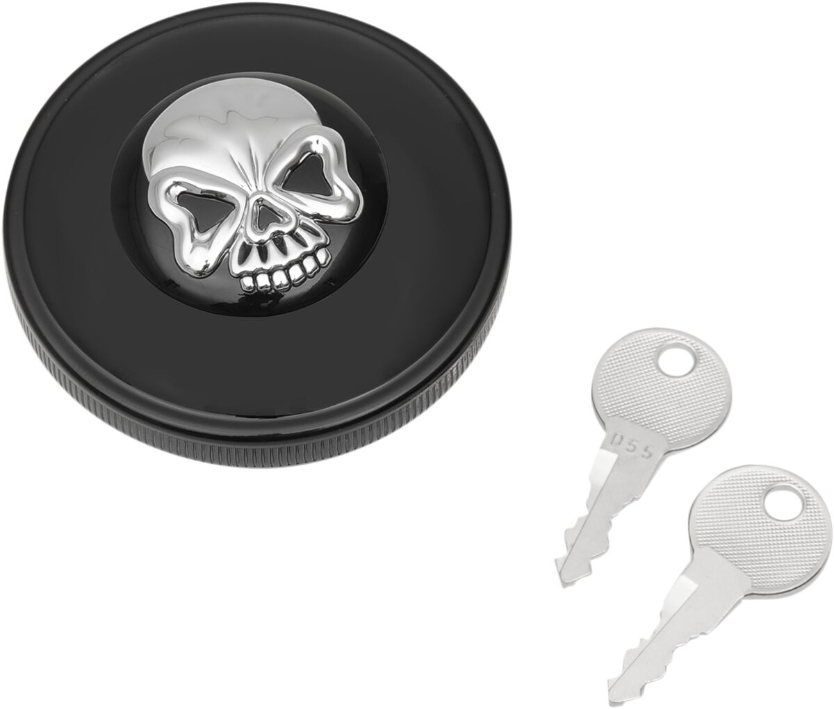GAS CAP SCREW-IN LOCKING SKULL NON-VENTED BLACK