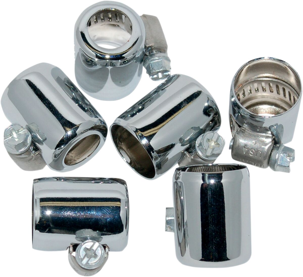 COLORED HOSE CLAMPS 3/8" (9,5MM) CHROME 6 PACK