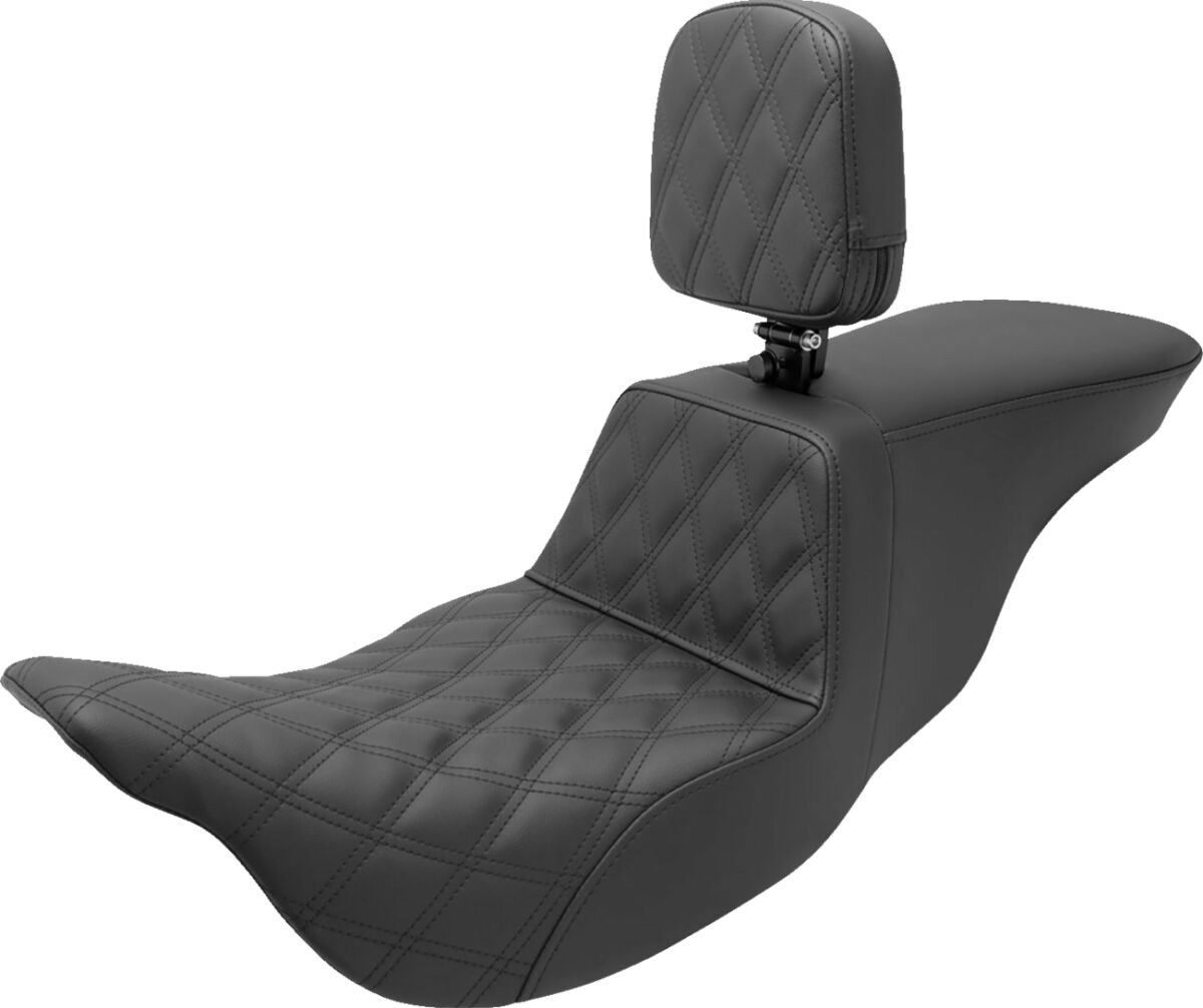 Tour Step Up Seat - Rider Backrest - Rider Lattice Stitch  - FL '08-'22
