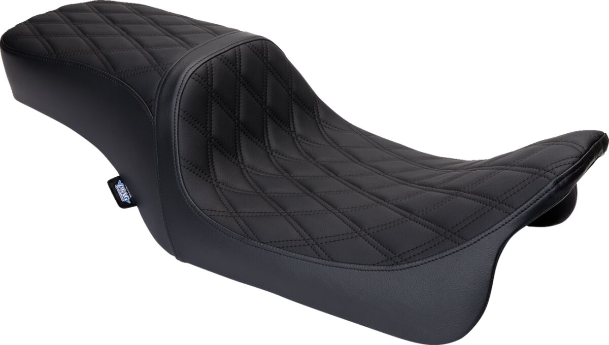 Seat Predator 2-Up Vinyl Dbl Diamond Blk Stitch FLH 2008-23