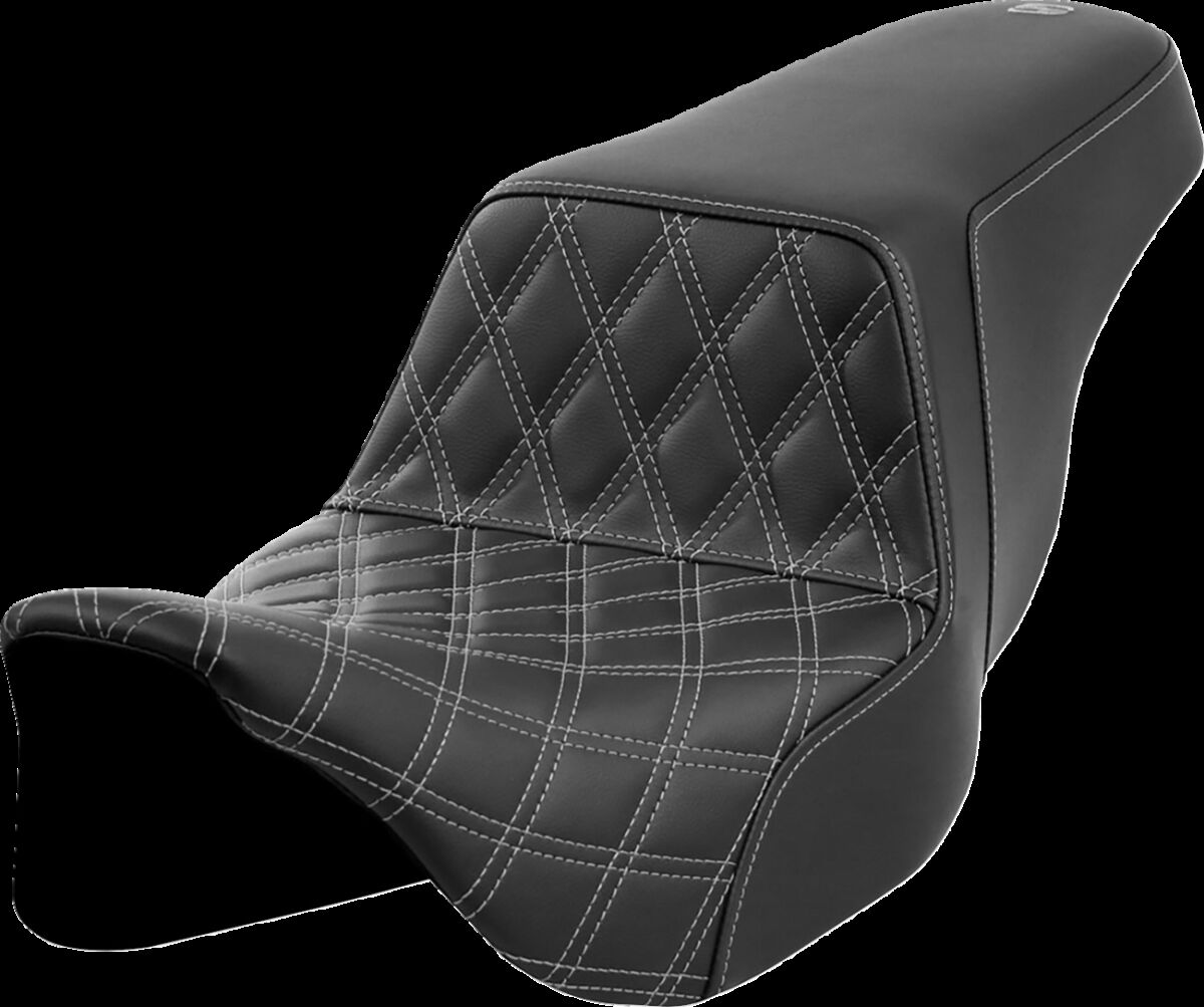 Step-Up Seat - Front Lattice Stitch - Dark Gray Stitch