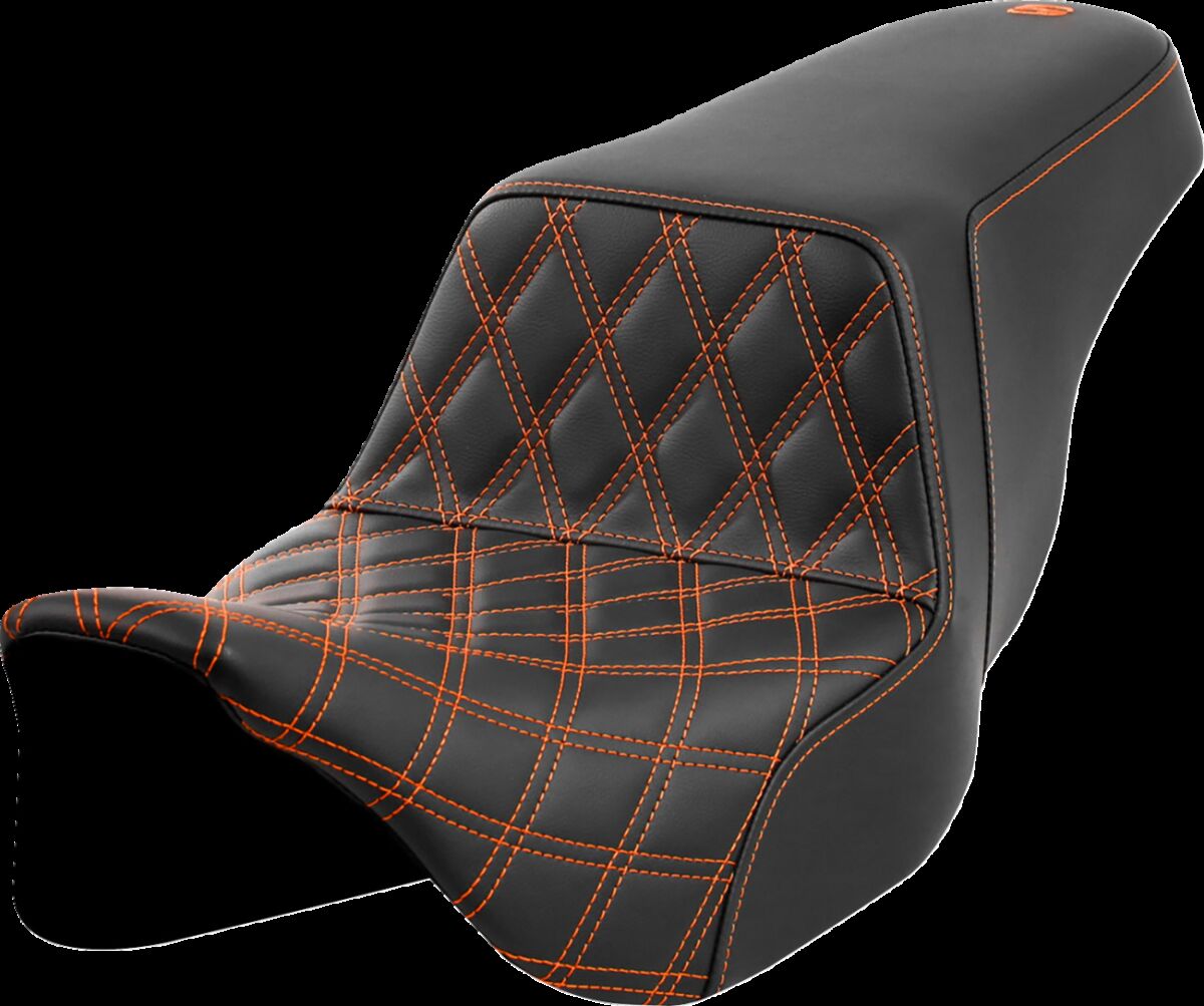 Step-Up Seat - Front Lattice Stitch - Orange Stitch