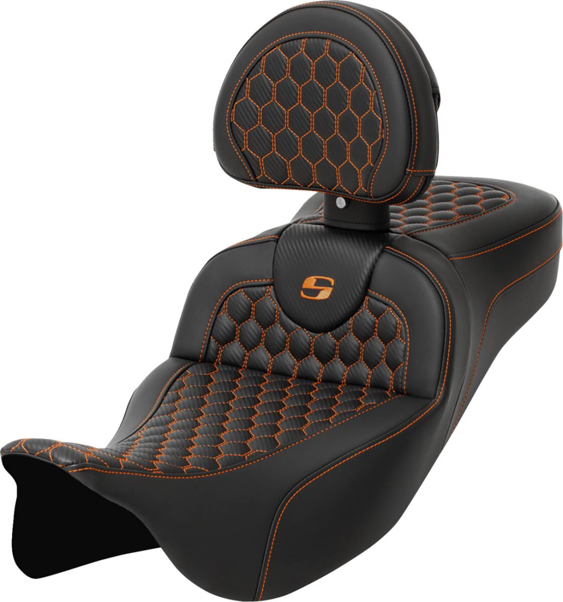 RoadSofa™ Seat - Honeycomb - Orange Stitch - with Backrest