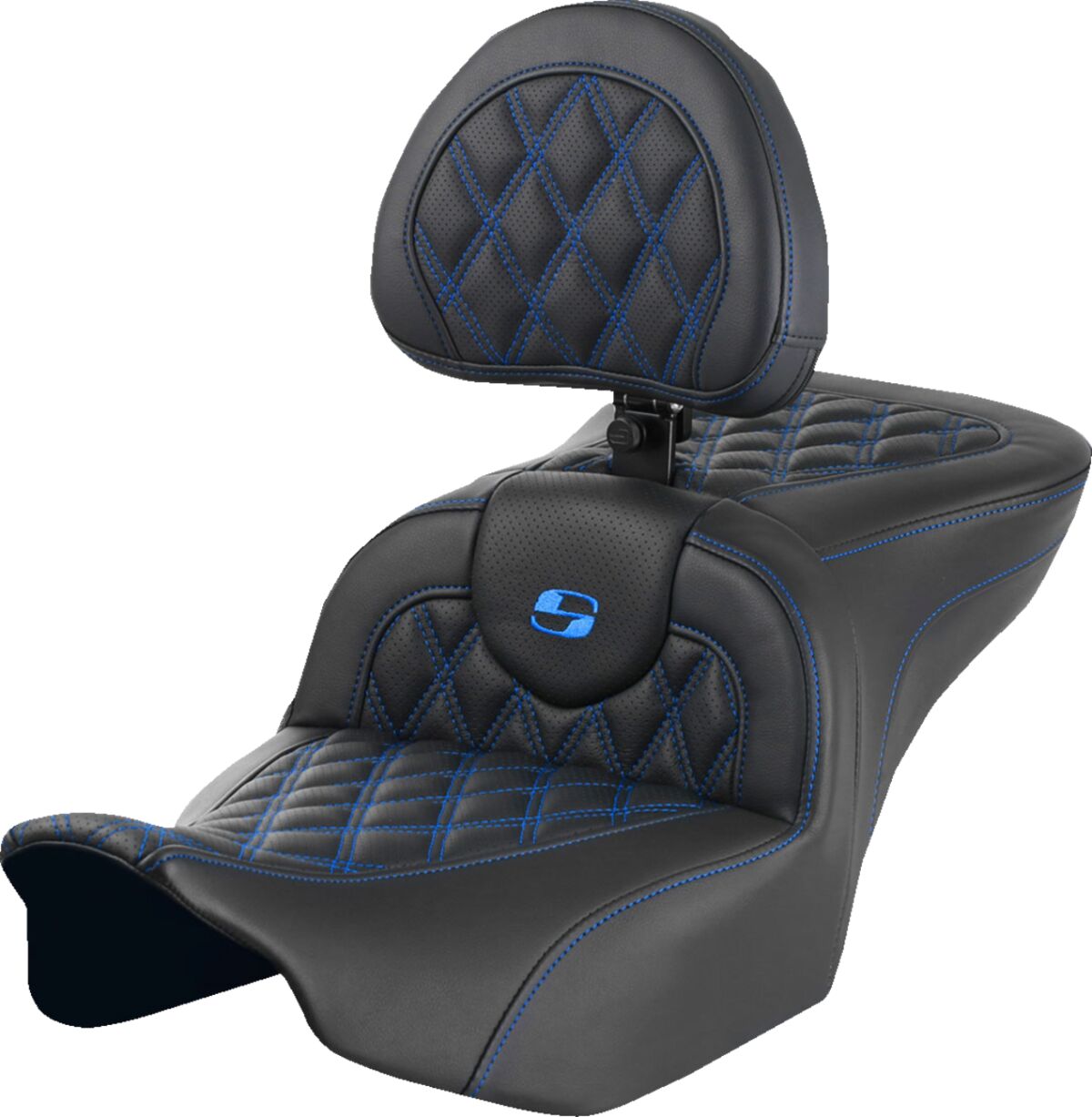 RoadSofa™ Seat - with Backrest - Lattice Stitch - Blue Stitch
