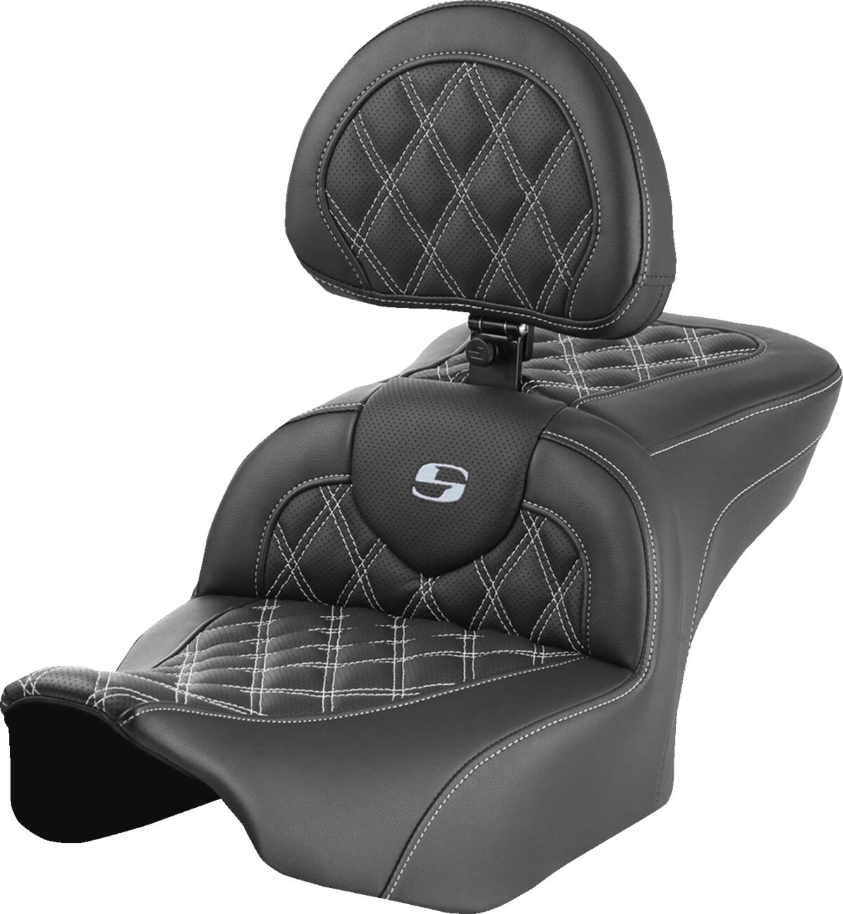 RoadSofa™ Seat - with Backrest - Lattice Stitch - Silver Stitch