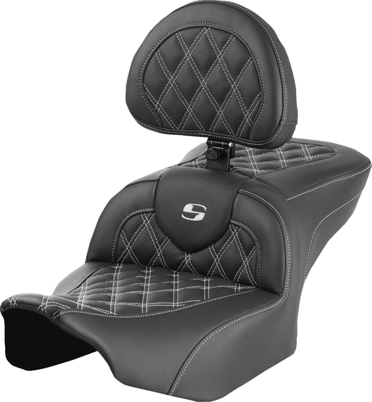 RoadSofa™ Seat - with Backrest - Lattice Stitch - White Stitch