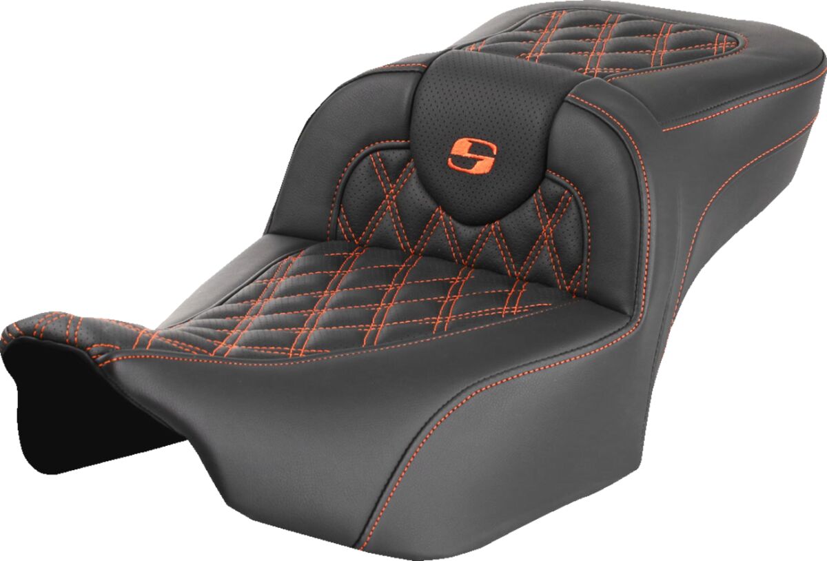 RoadSofa™ Seat - without Backrest - Lattice Stitch - Orange Stitch - Extended