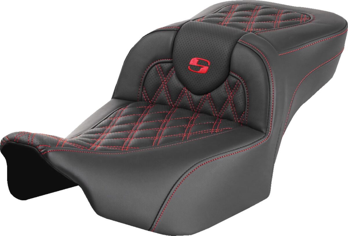 RoadSofa™ Seat - without Backrest - Lattice Stitch - Red Stitch - Extended