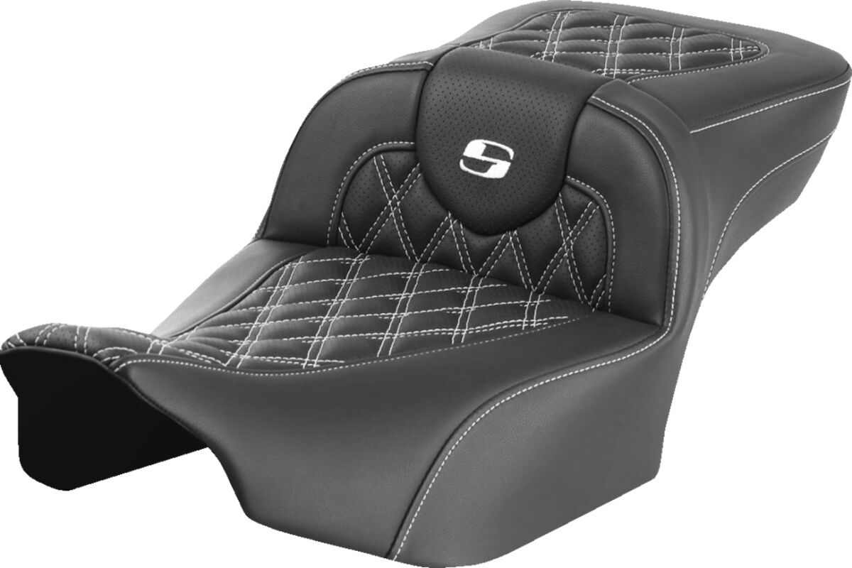 RoadSofa™ Seat - without Backrest - Lattice Stitch - White Stitch - Extended