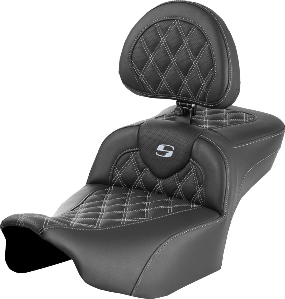 RoadSofa™ Seat - with Backrest - Lattice Stitch - Silver Stitch - Extended
