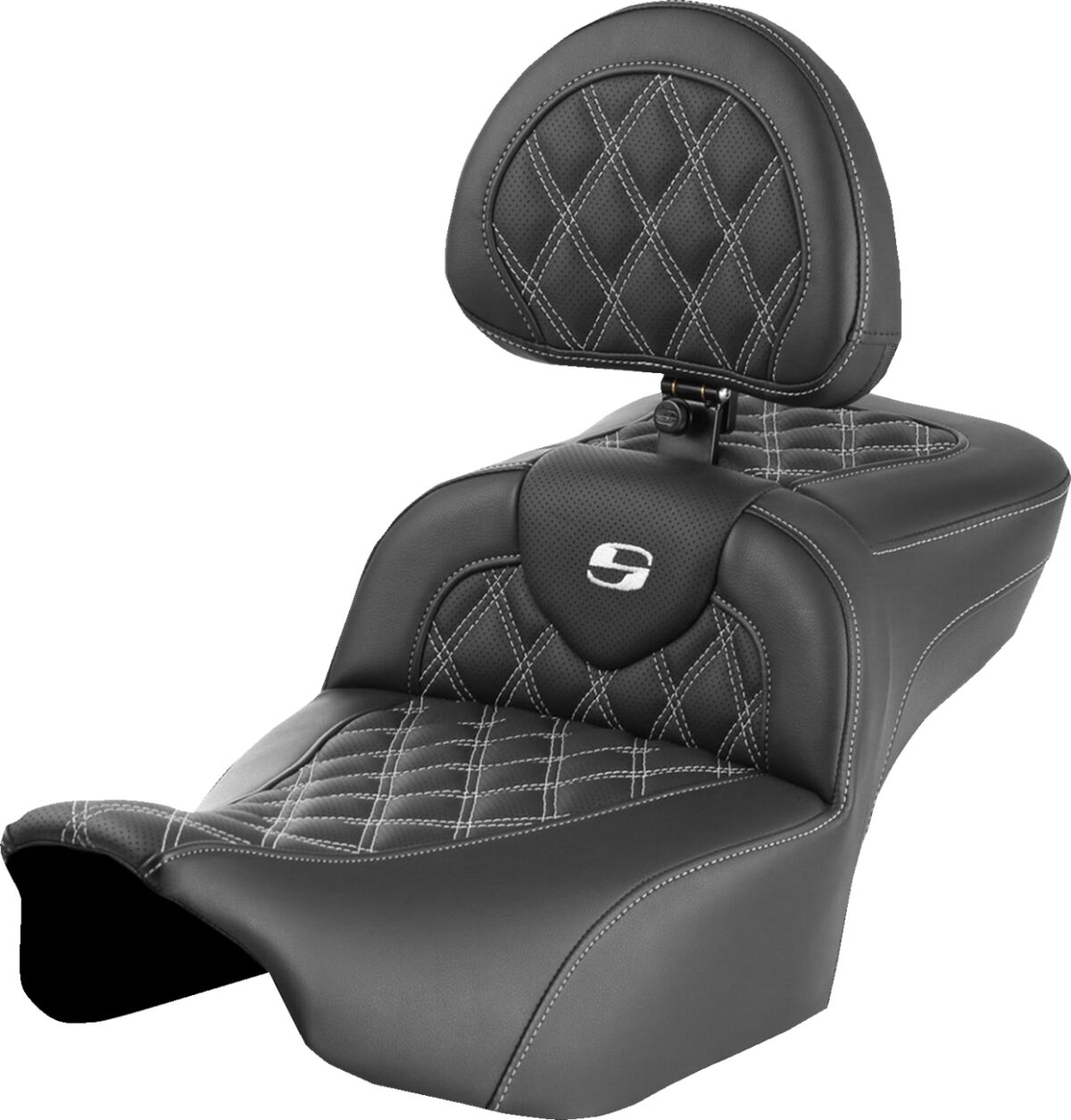 RoadSofa™ Seat - with Backrest - Lattice Stitch - White Stitch - Extended