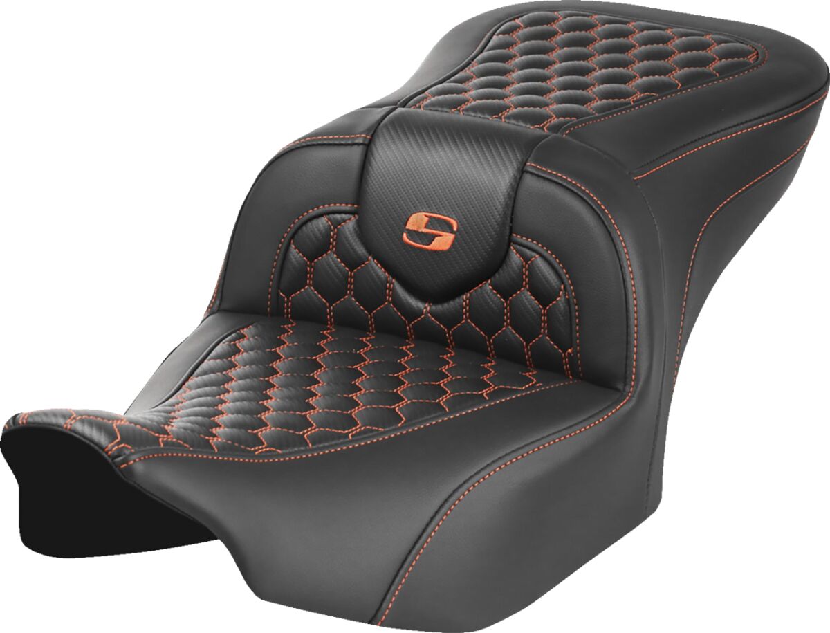 RoadSofa™ Seat - without Backrest - Honeycomb - Orange Stitch