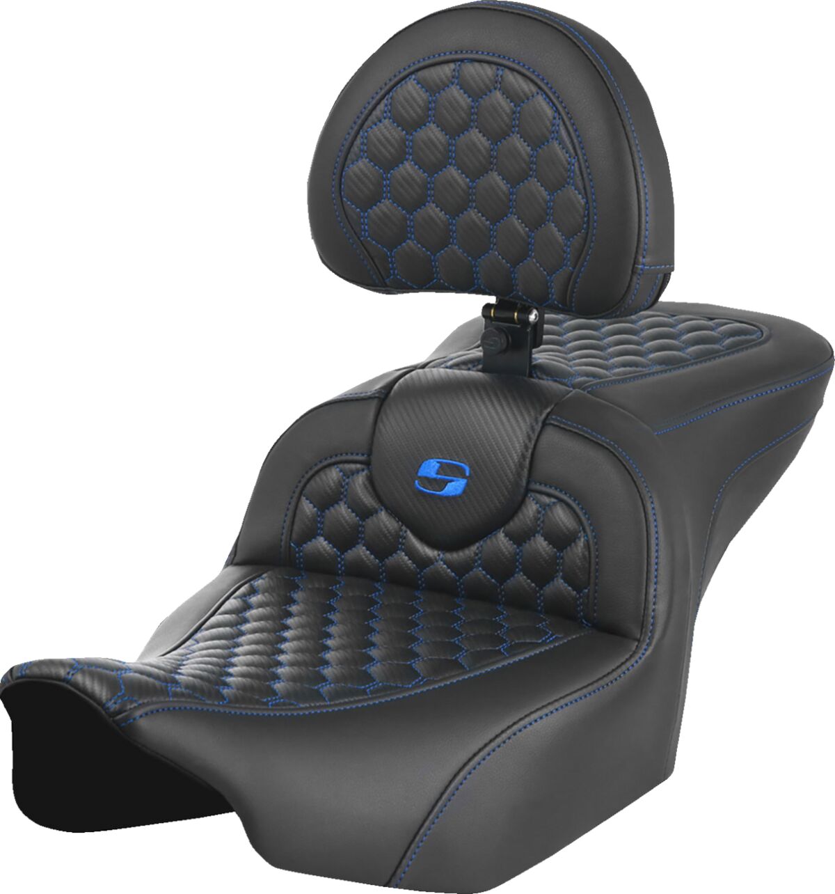 RoadSofa™ Seat - with Backrest - Honeycomb - Blue Stitch