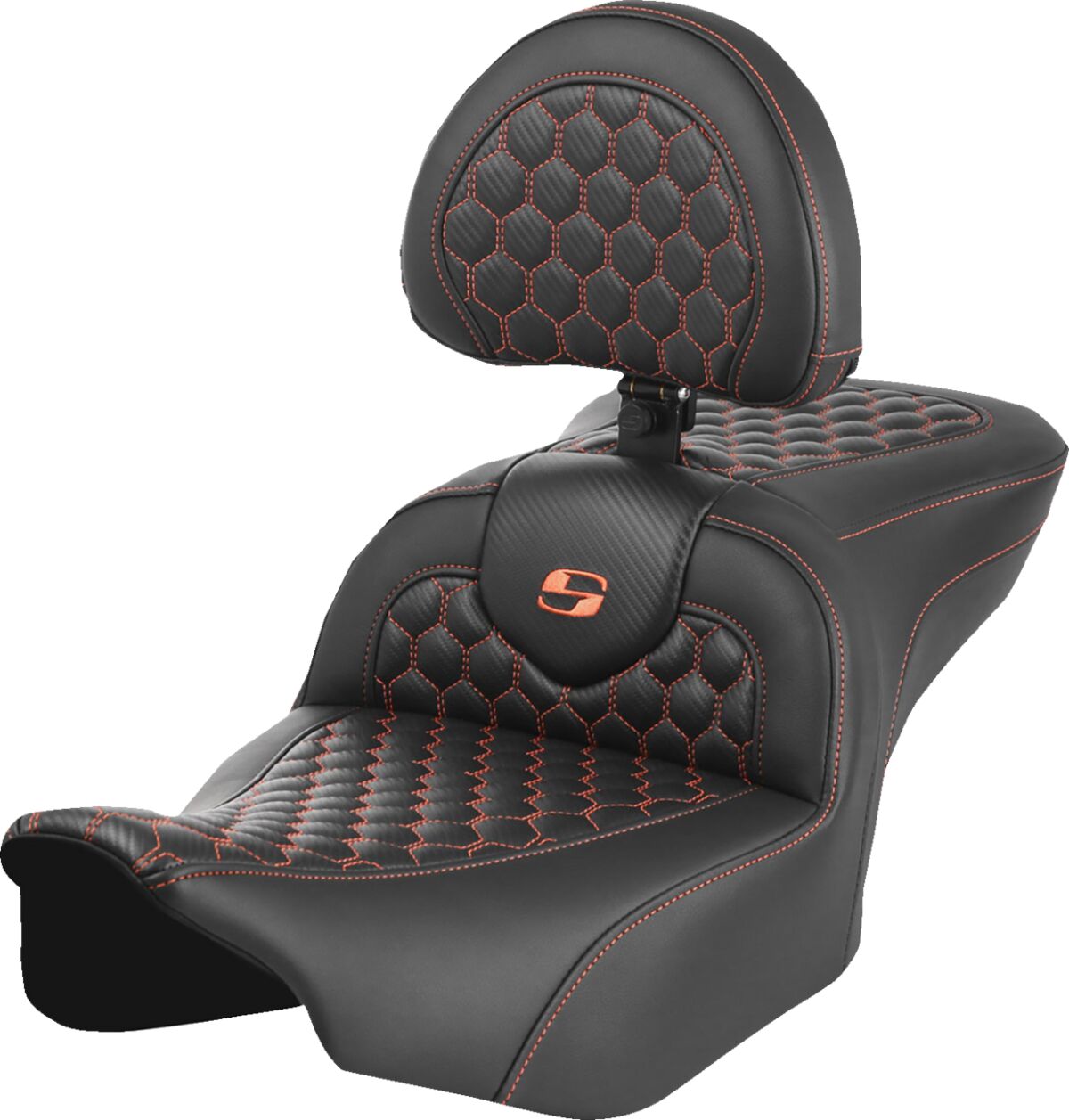 RoadSofa™ Seat - with Backrest - Honeycomb - Orange Stitch