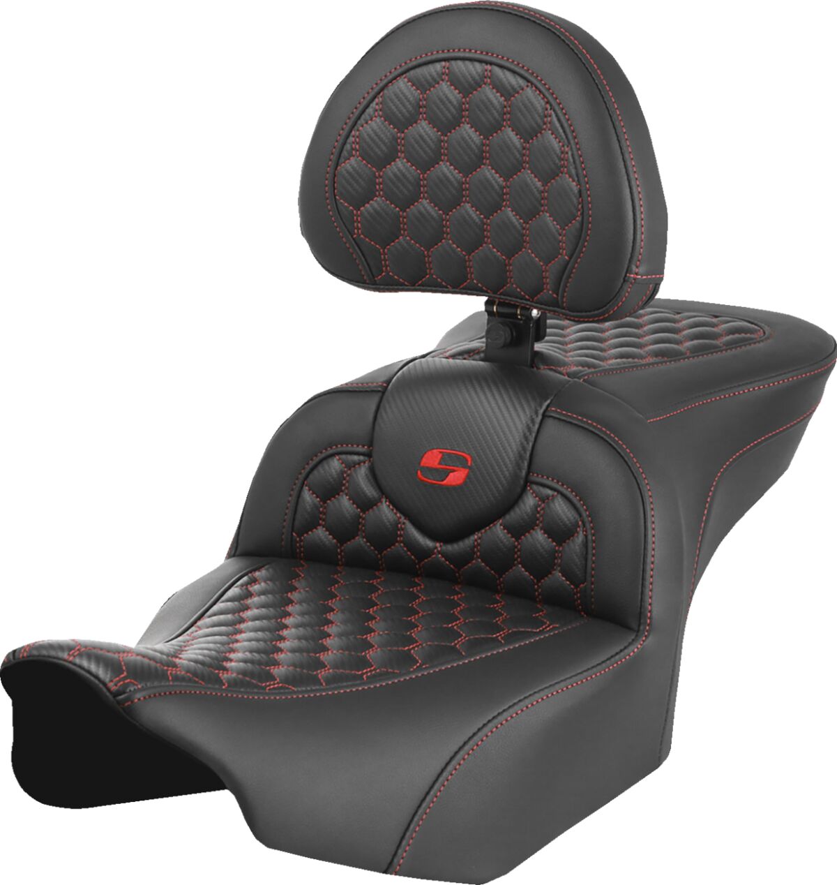 RoadSofa™ Seat - with Backrest - Honeycomb - Red Stitch