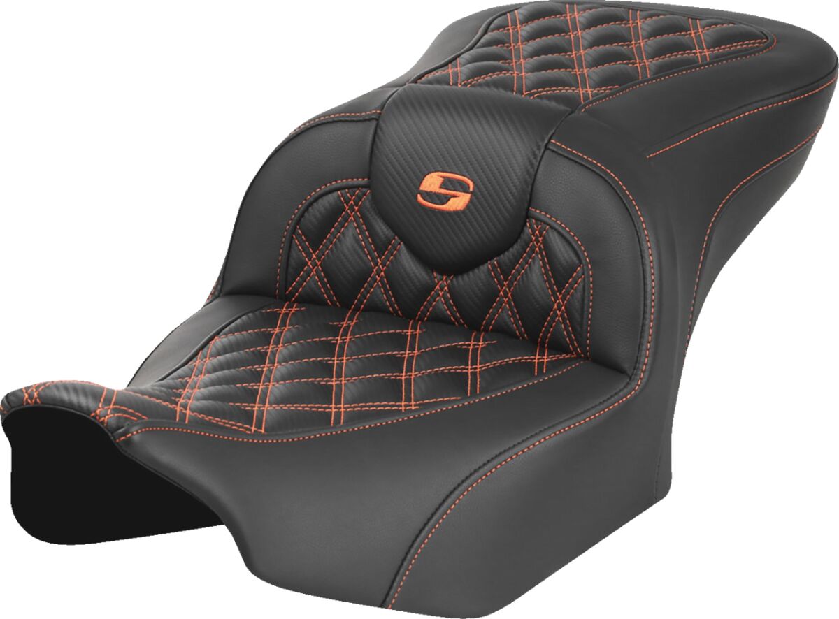 RoadSofa™ Seat - without Backrest - Carbon Fiber - Orange Stitch