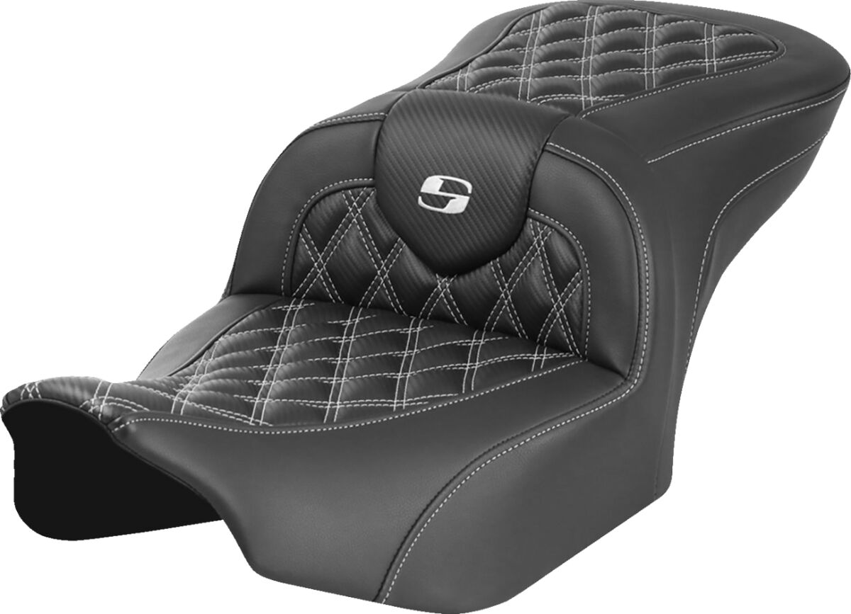 RoadSofa™ Seat - without Backrest - Carbon Fiber - White Stitch