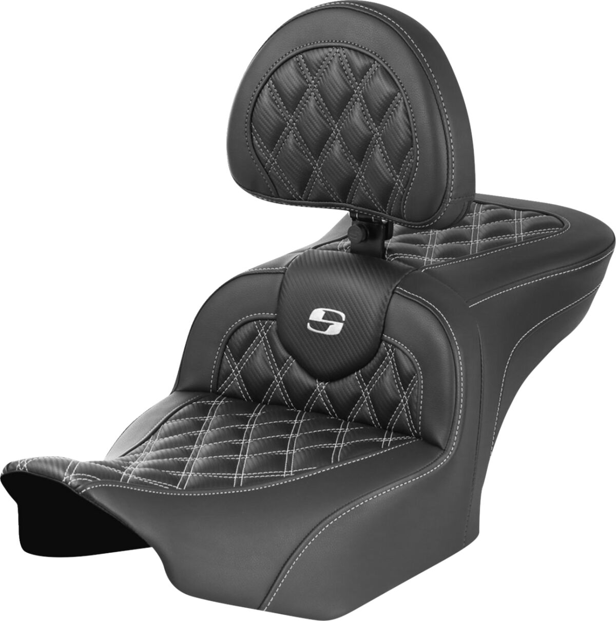 RoadSofa™ Seat - with Backrest - Carbon Fiber - White Stitch