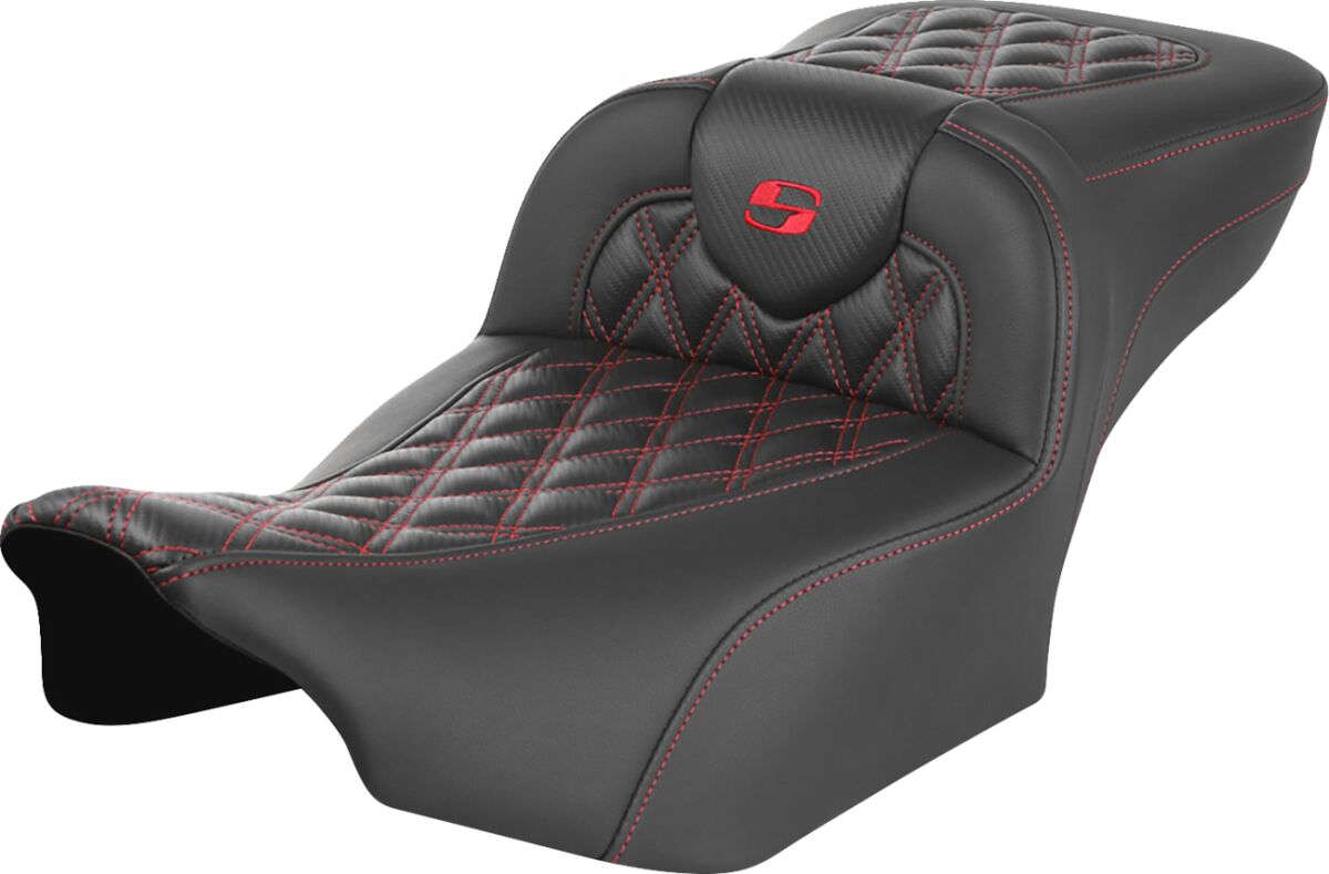 RoadSofa™ Seat - without Backrest - Carbon Fiber - Red Stitch - Extended