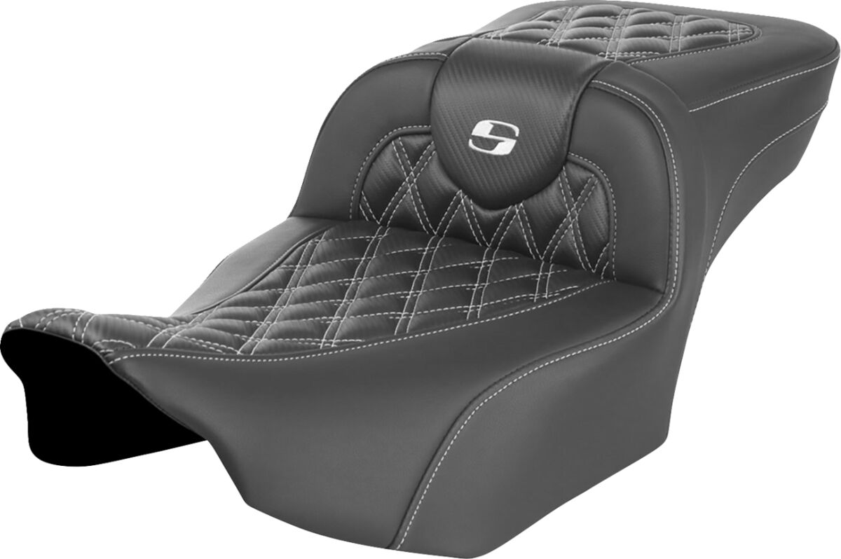 RoadSofa™ Seat - without Backrest - Carbon Fiber - White Stitch - Extended