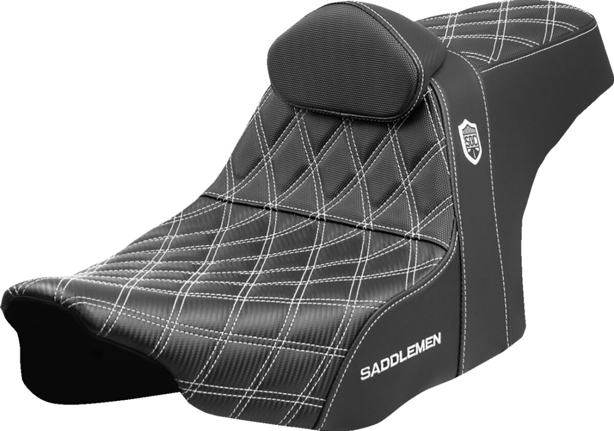 SEAT SDC PERFORMANCE GRIP W/ B/R WHITE STITCH