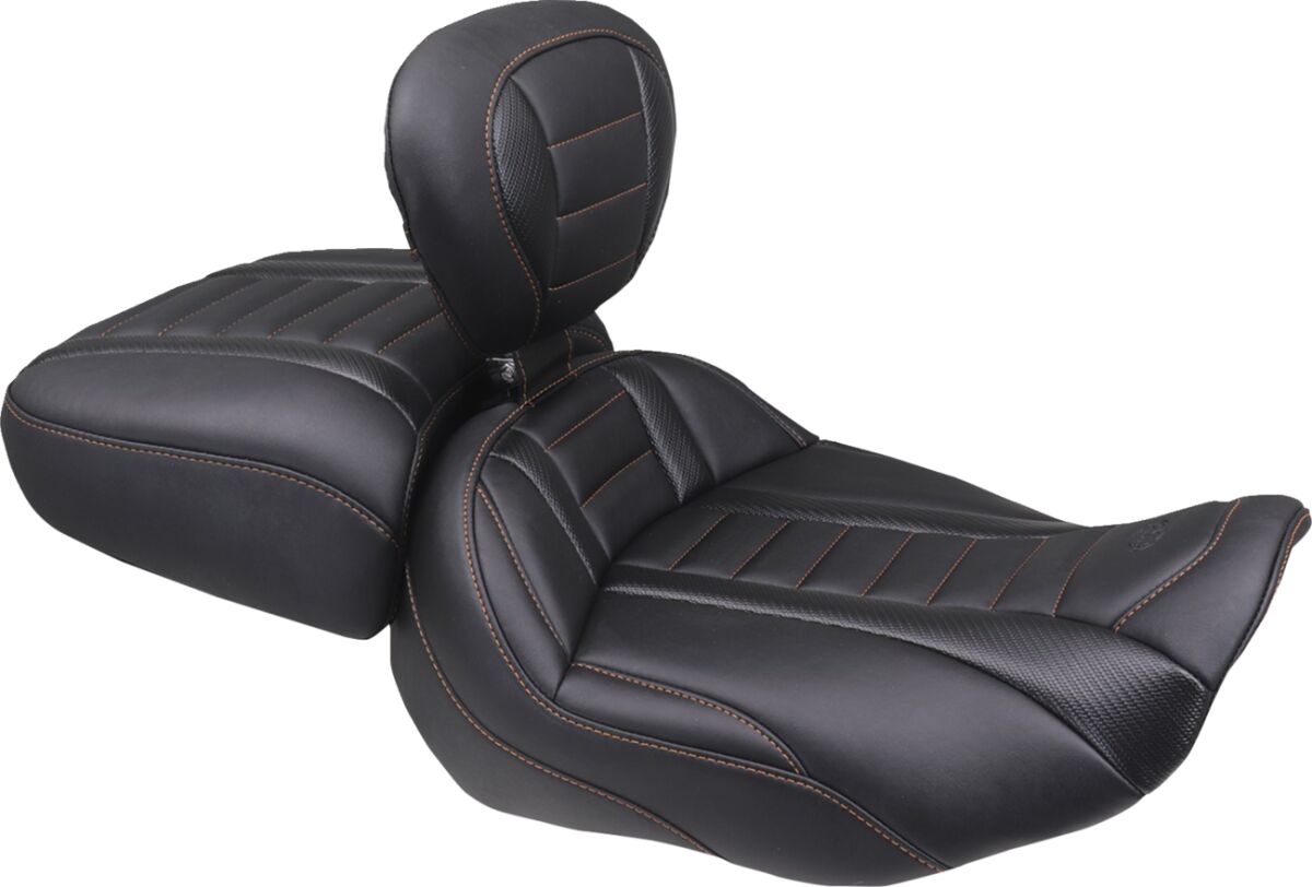 SEAT SOLO DELUXE TOUR W/DBR MANDARIN ORANGE THREAD