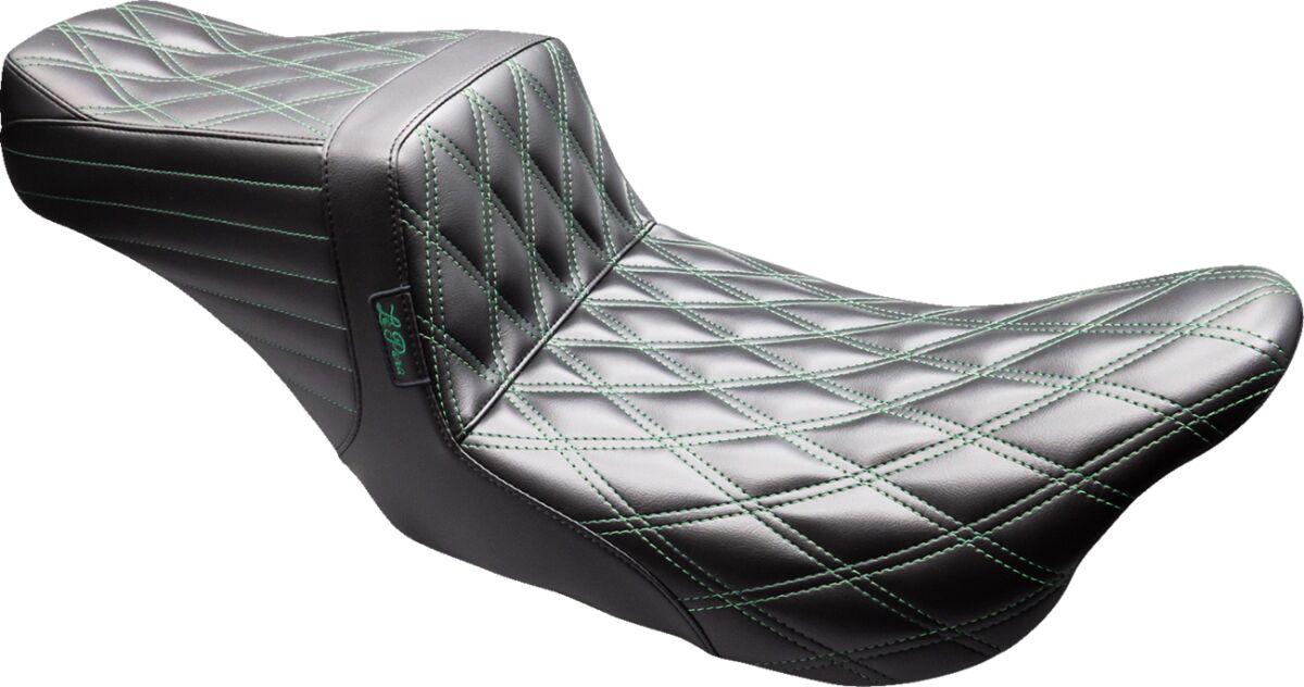 Tailwhip Seat - Double Diamond - Black/Green Stitch
