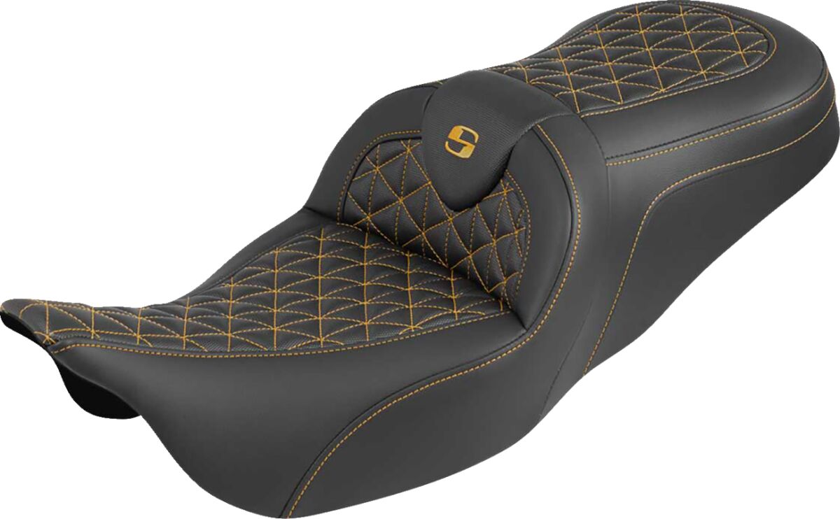 RoadSofa™ Tri Gripper Seat - Standard Reach - Gold Stitch - w/o Backrest