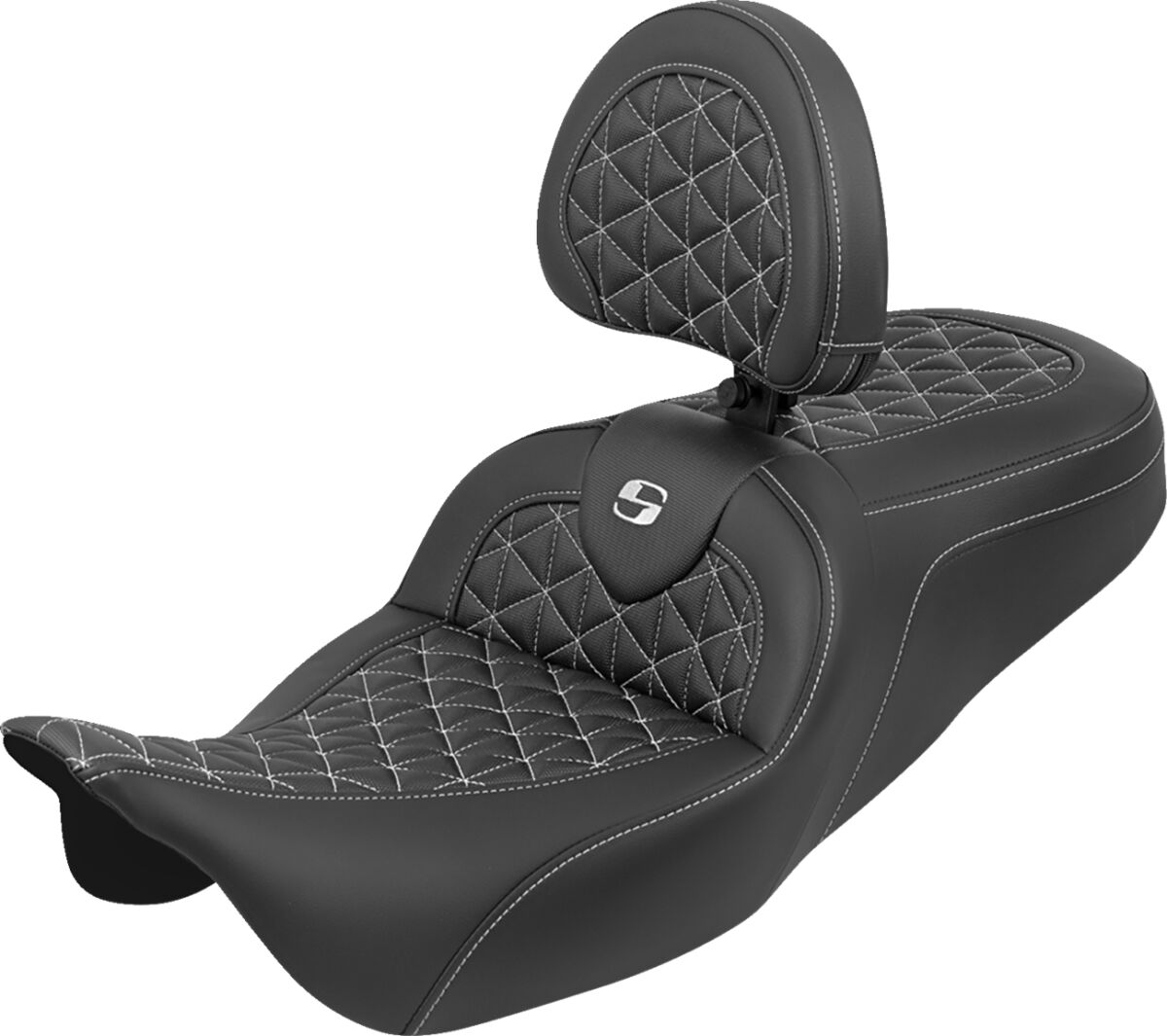 RoadSofa™ Tri Gripper Seat - Standard Reach - White Stitch - w/o Backrest