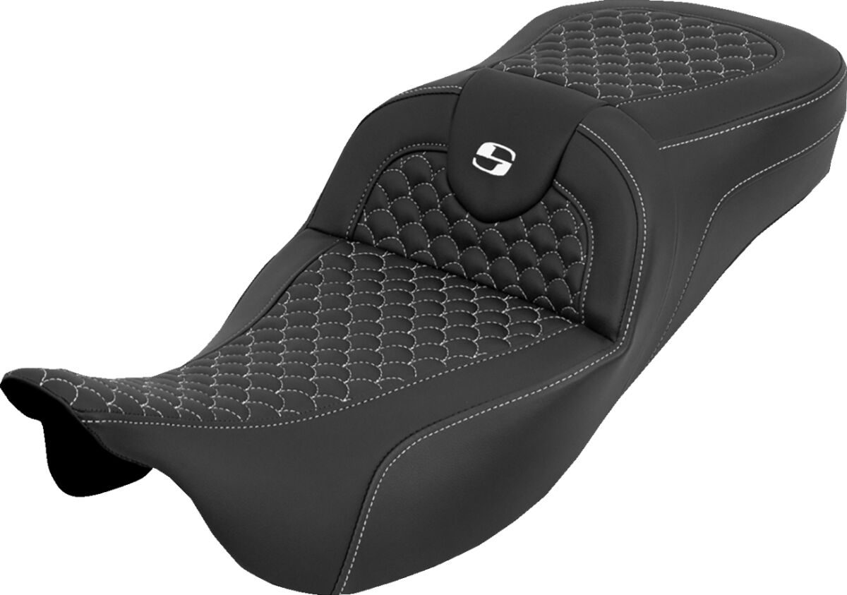 Extended Reach RoadSofa™ Seat - Dragon Scale - w/o Backrest - White Stitch - FLH/FLT '08-'25